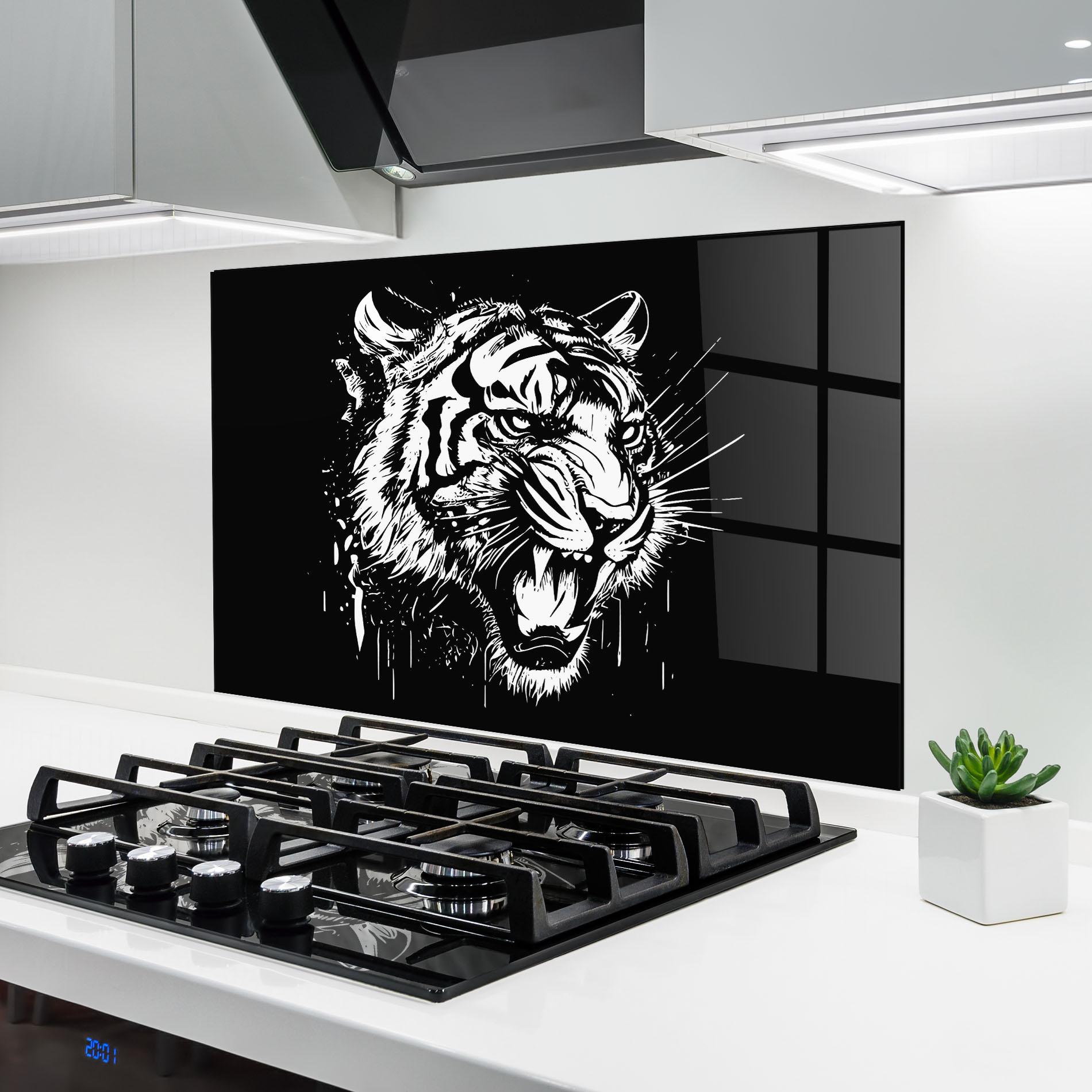Стъклен панел за кухня Angry Tiger Head mockup 6