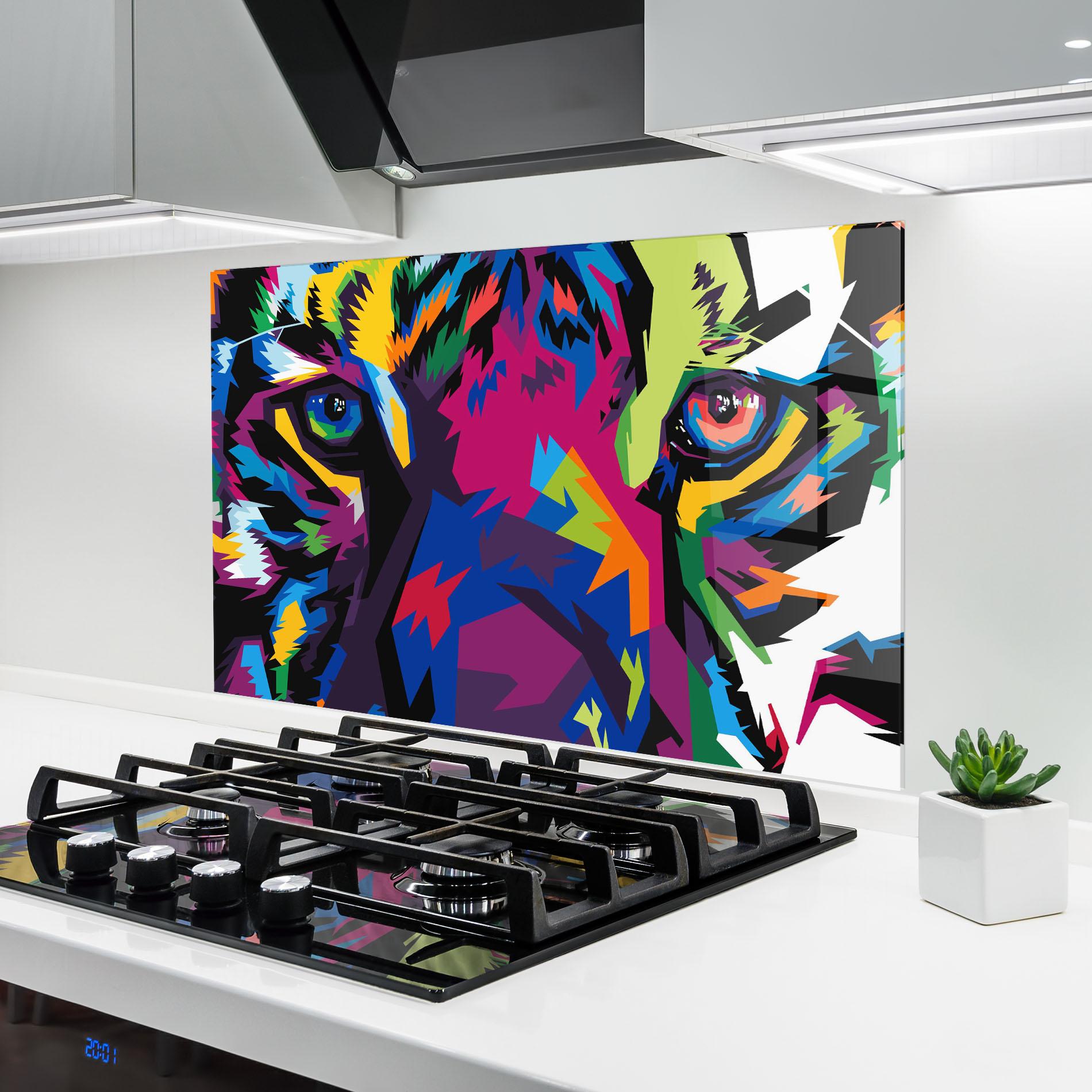 Стъклен панел за кухня Colourul Tiger Eyes mockup 6