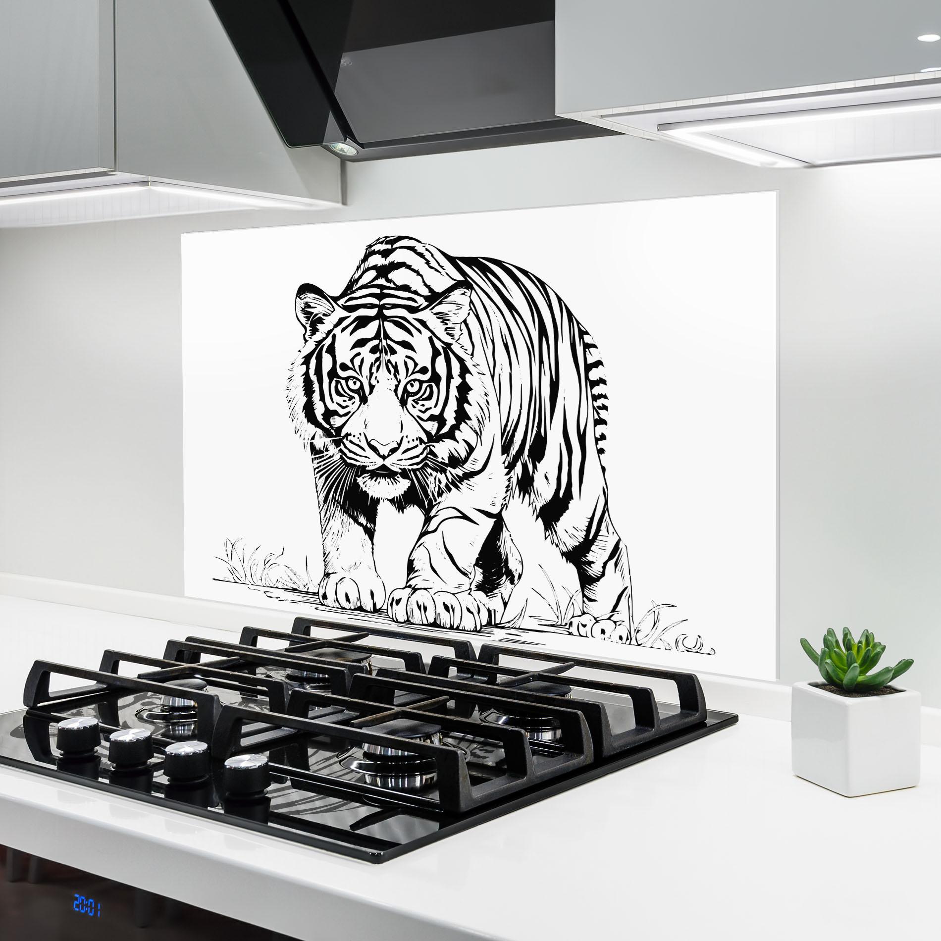 Стъклен панел за кухня Silent Tiger mockup 6
