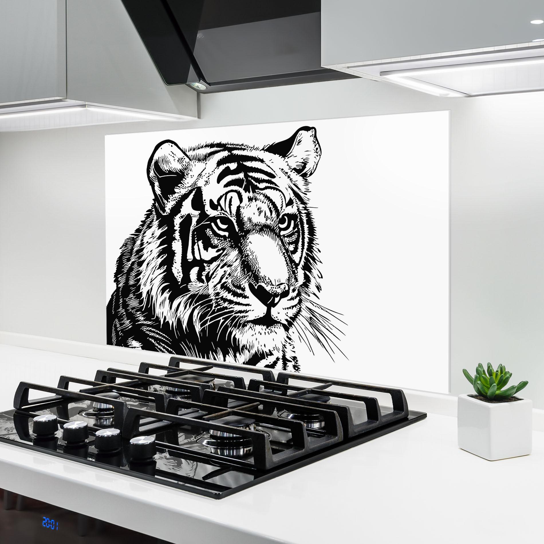 Стъклен панел за кухня Tiger Head mockup 6