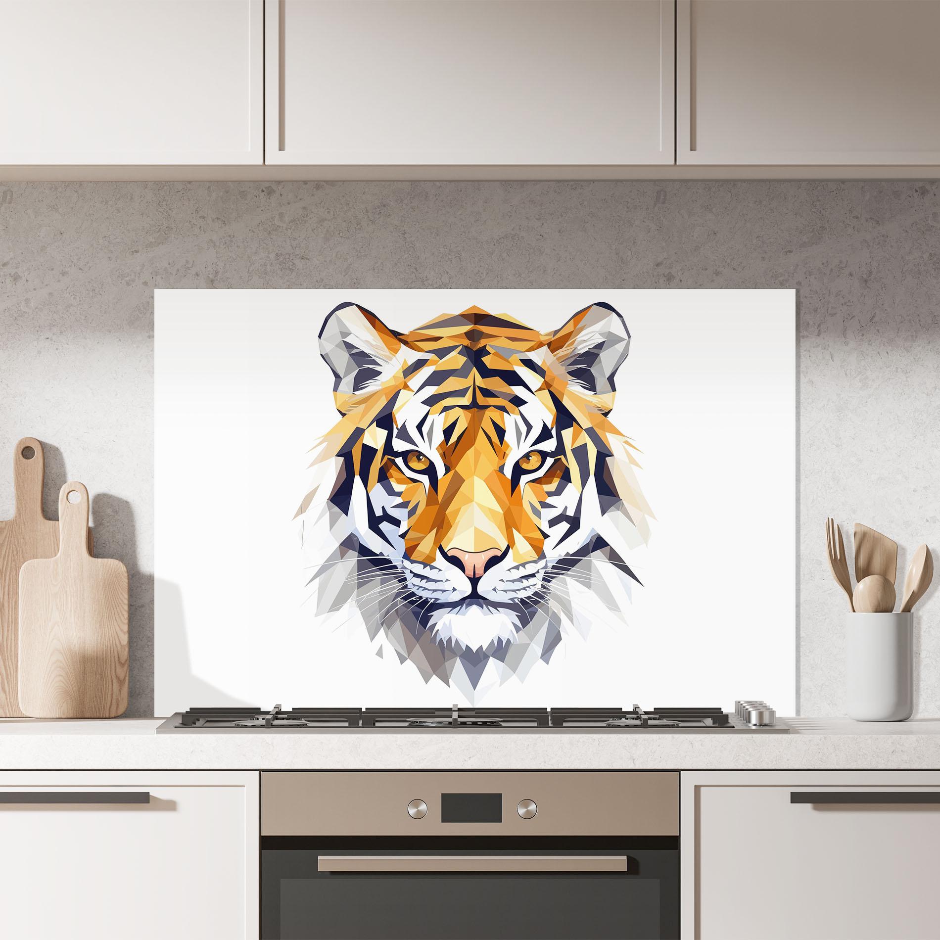 Стъклен панел за кухня Beautifu Tiger Portrait mockup 7