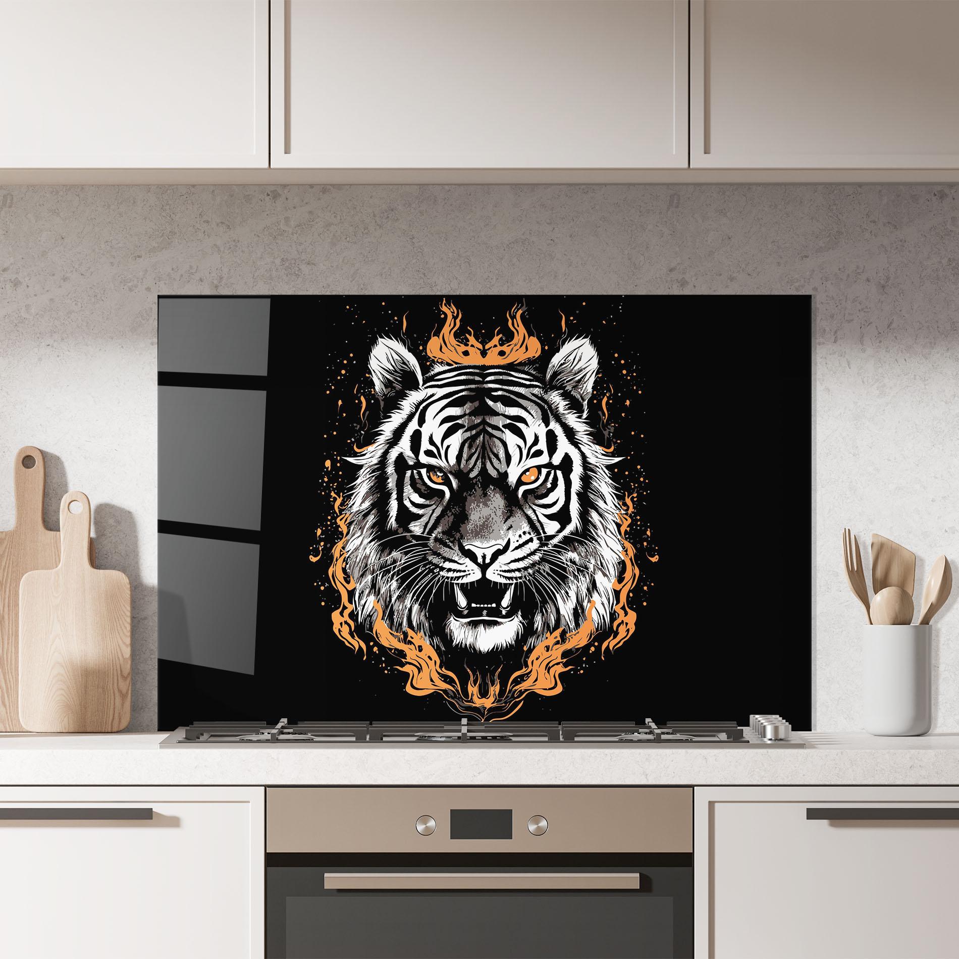 Стъклен панел за кухня Fire Tiger mockup 7