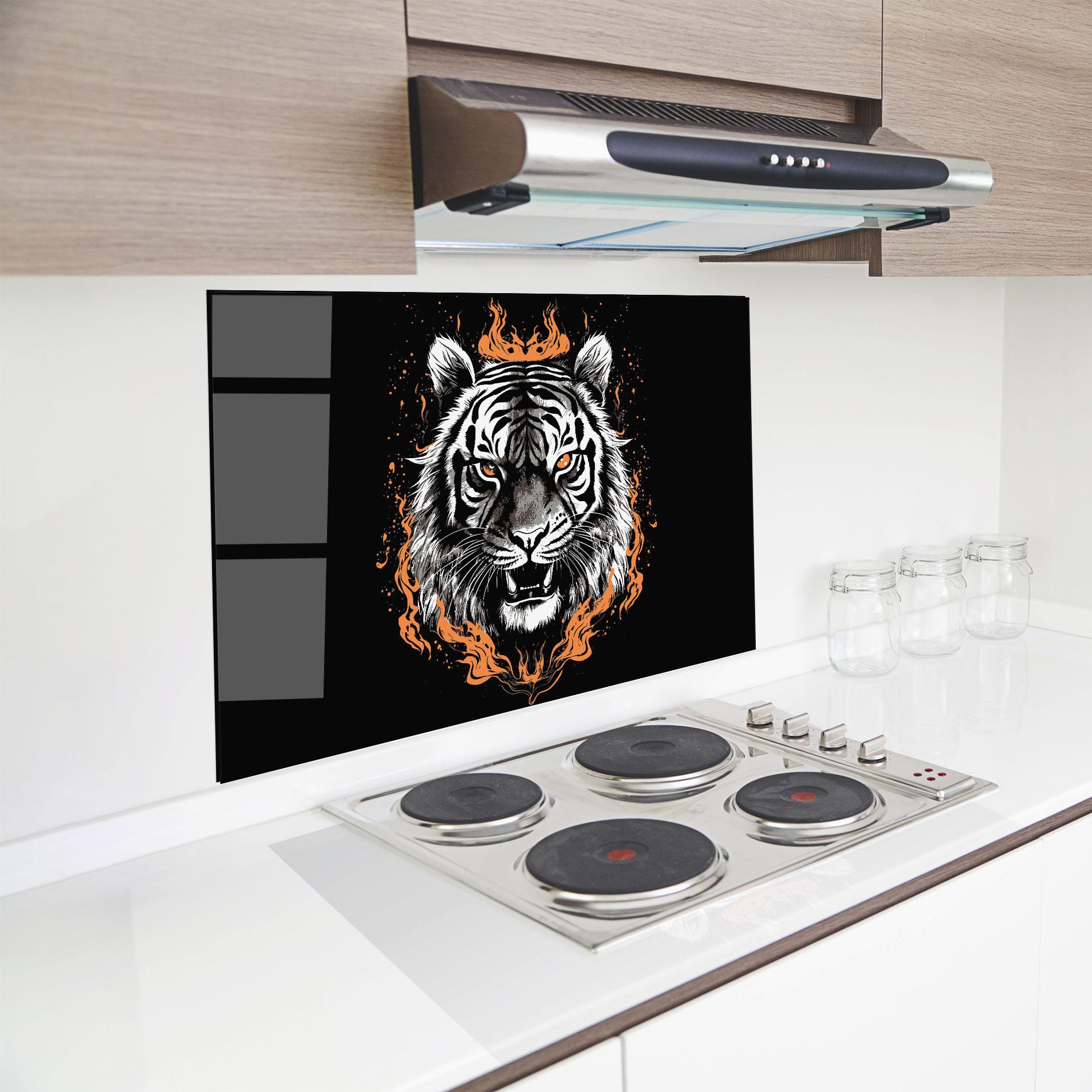 Стъклен панел за кухня Fire Tiger mockup 8