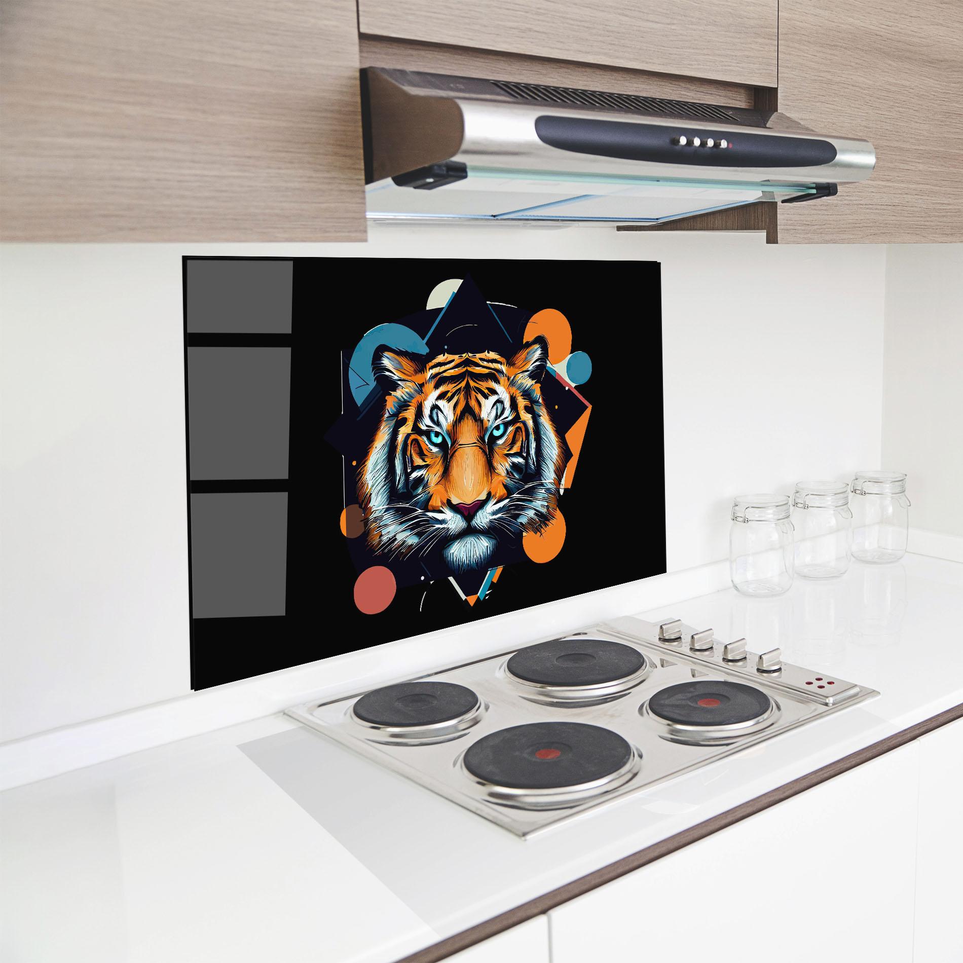 Стъклен панел за кухня Geometric Tiger mockup 8