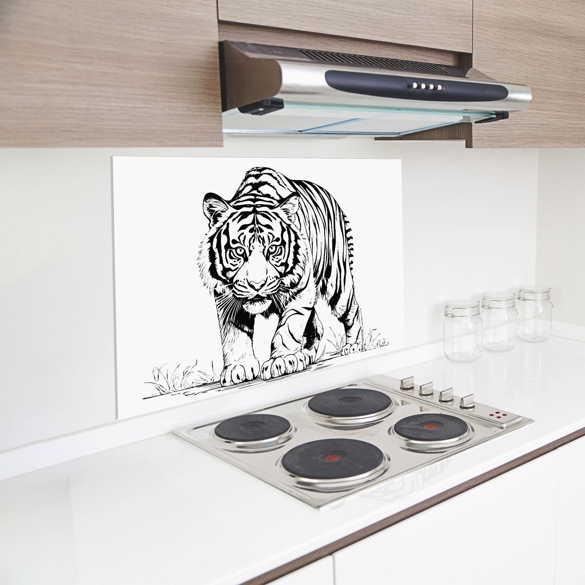 Стъклен панел за кухня Silent Tiger mockup 8