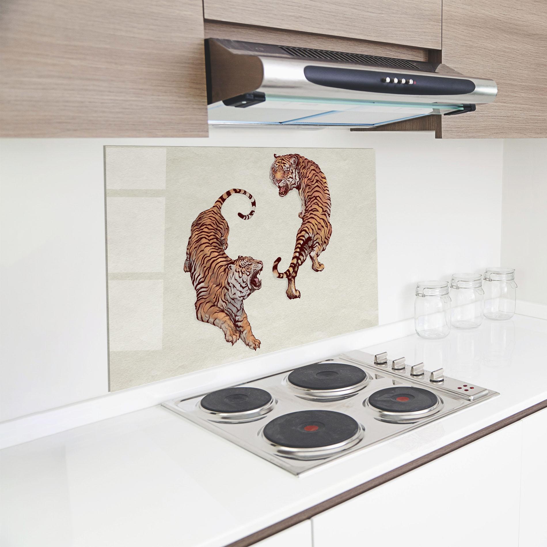 Стъклен панел за кухня Tiger Fight mockup 8