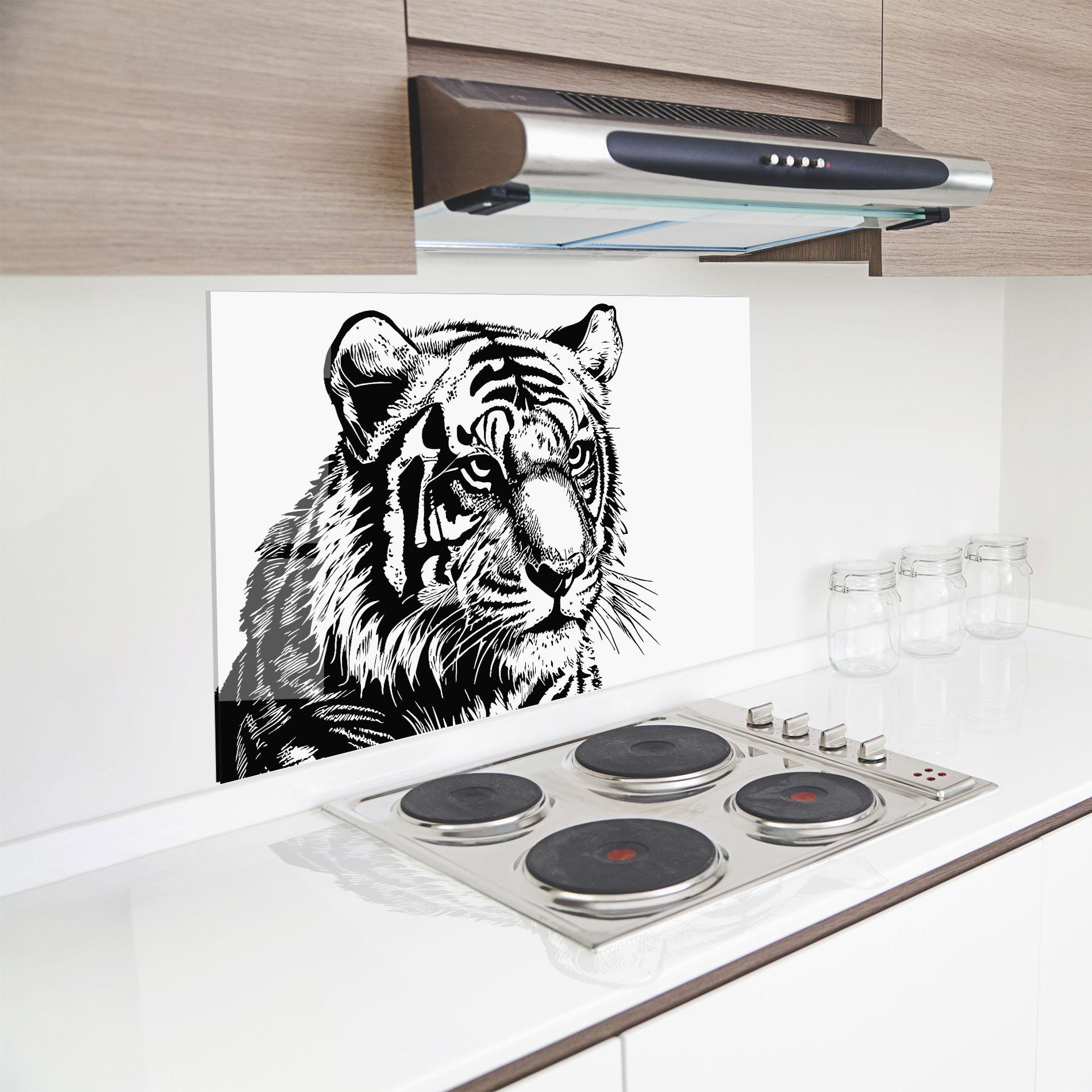 Стъклен панел за кухня Tiger Head mockup 8