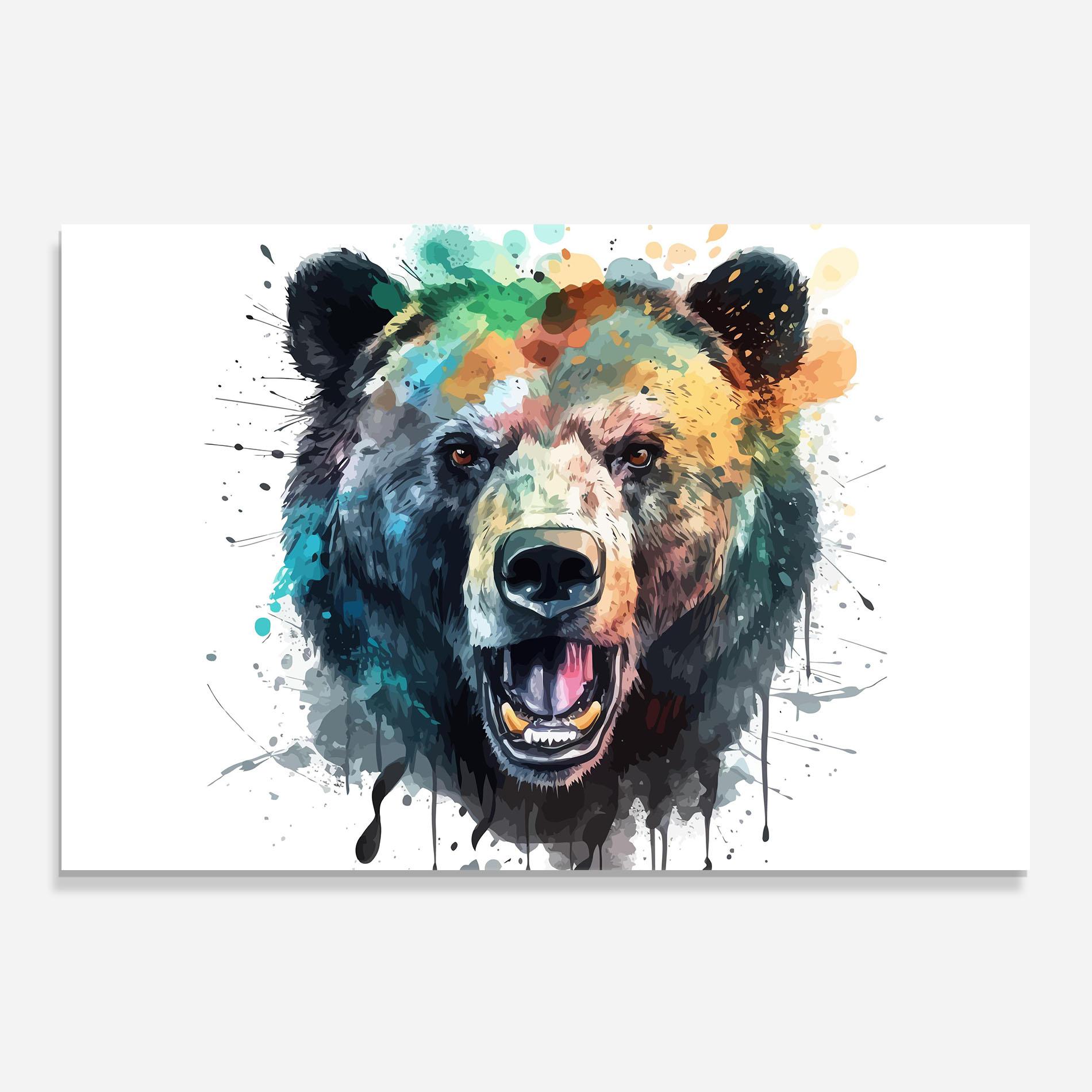Стъклен панел за кухня Artistic Bear Head mockup 0