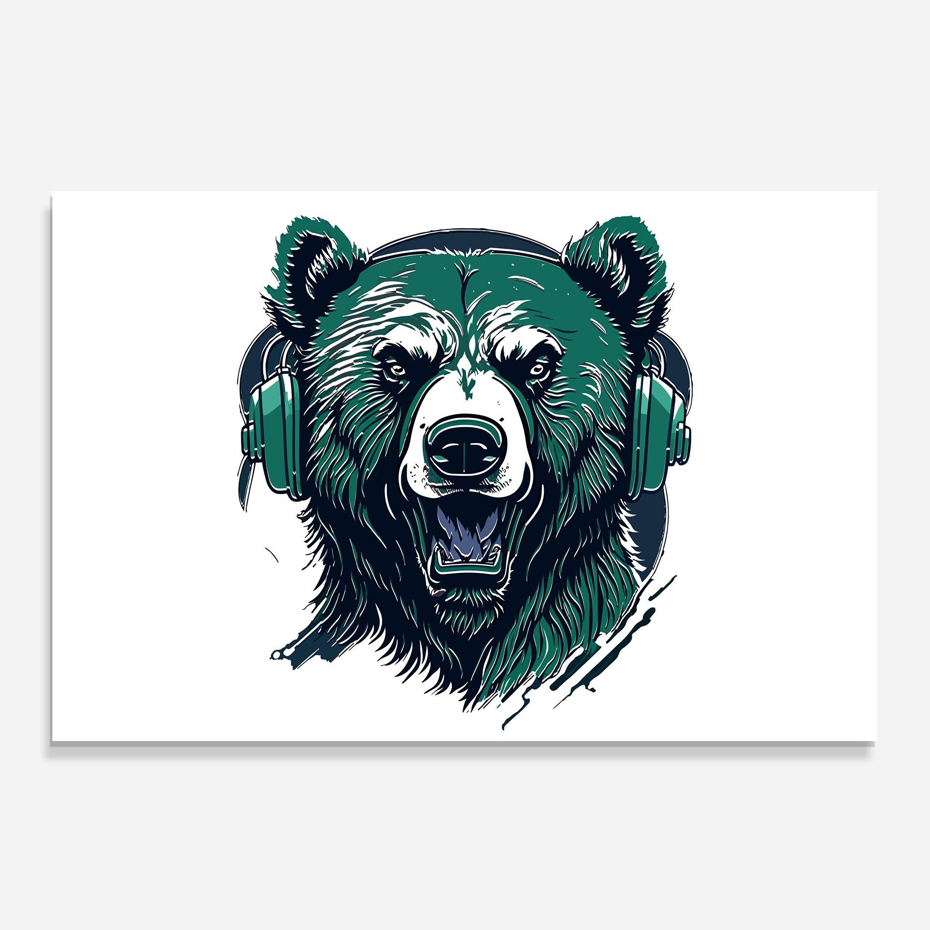 Стъклен панел за кухня Green Music Bear mockup 0