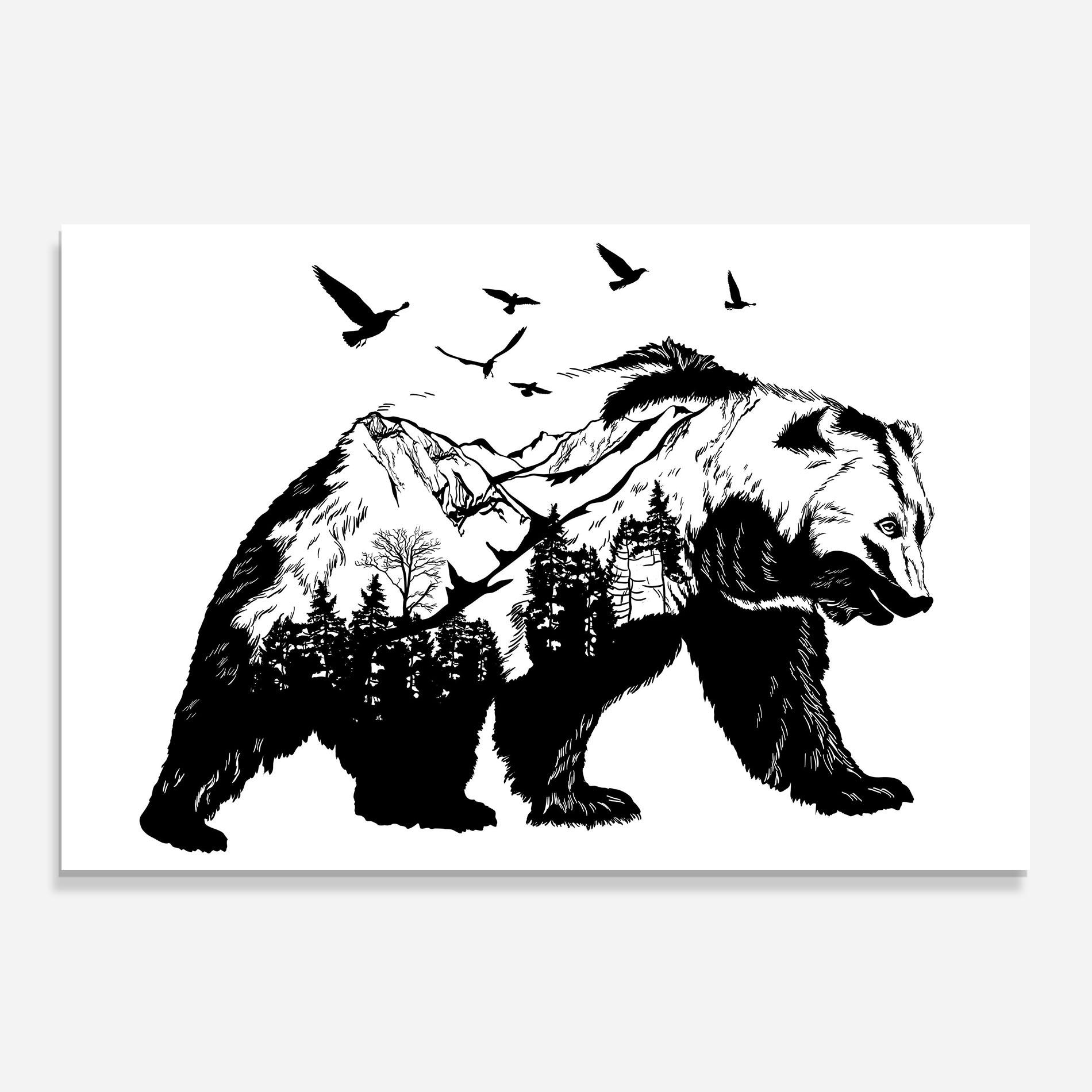 Стъклен панел за кухня Mountain Bear mockup 0