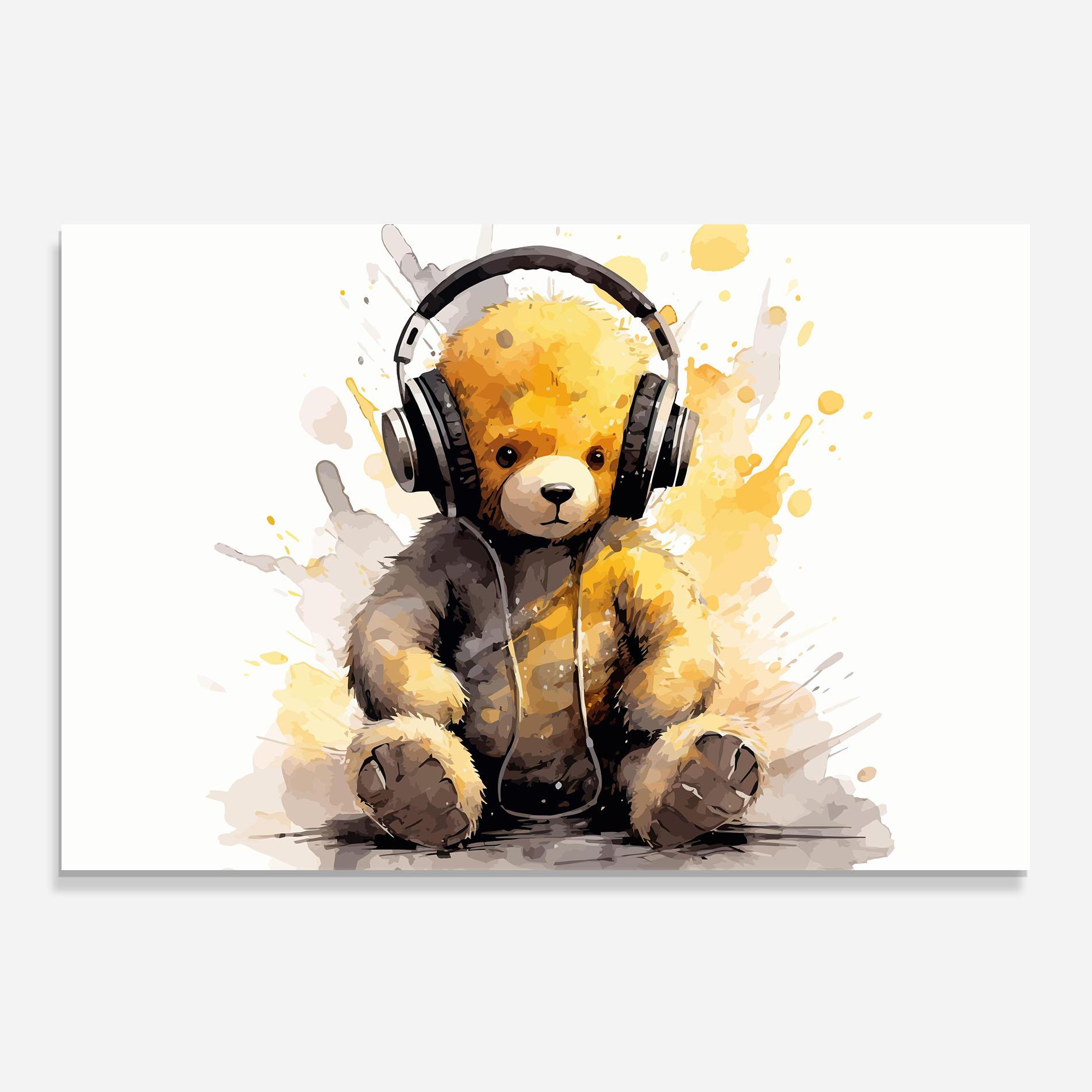 Стъклен панел за кухня Music Plush Bear mockup 0