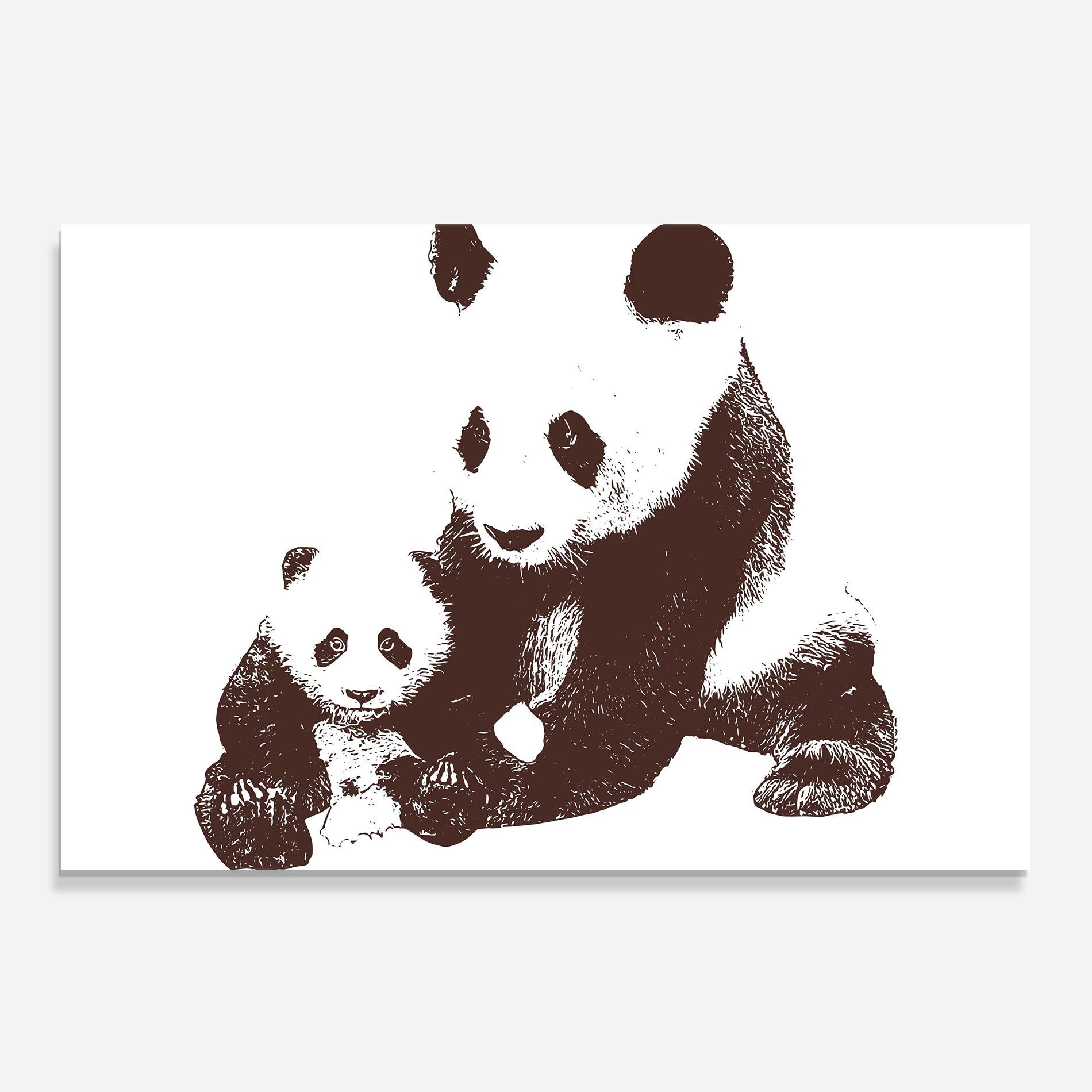 Стъклен панел за кухня Panda Art Family mockup 0