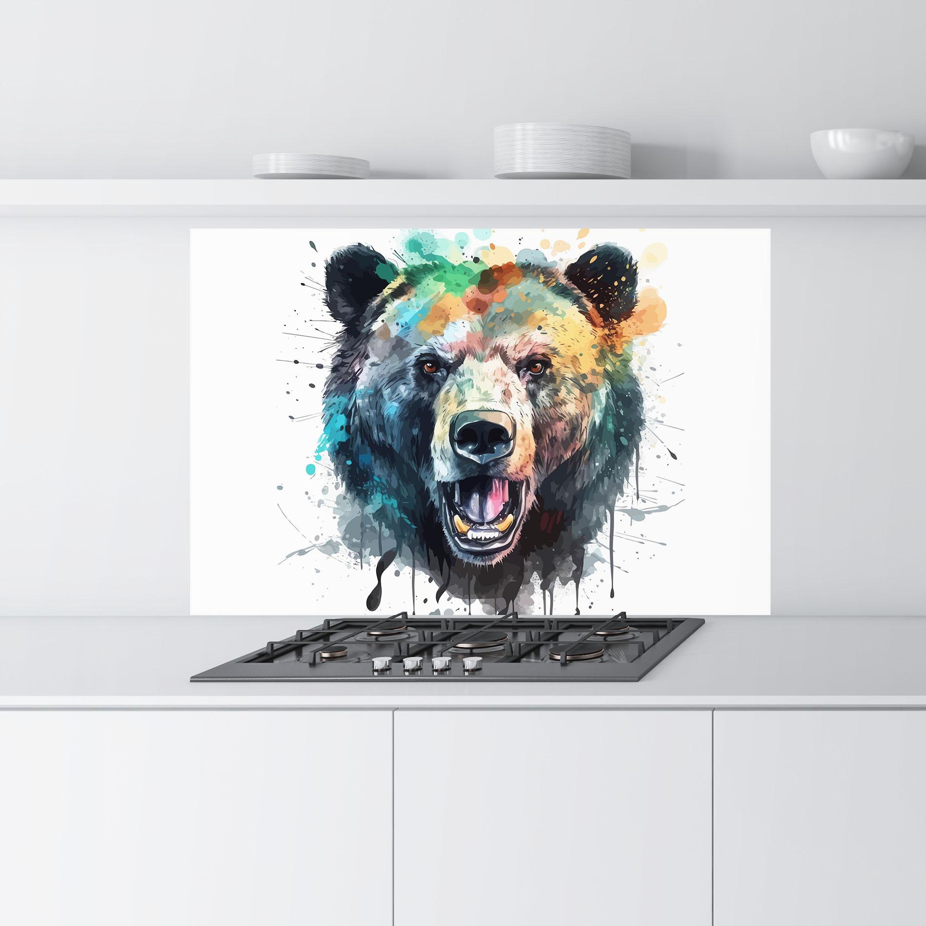 Стъклен панел за кухня Artistic Bear Head mockup 9