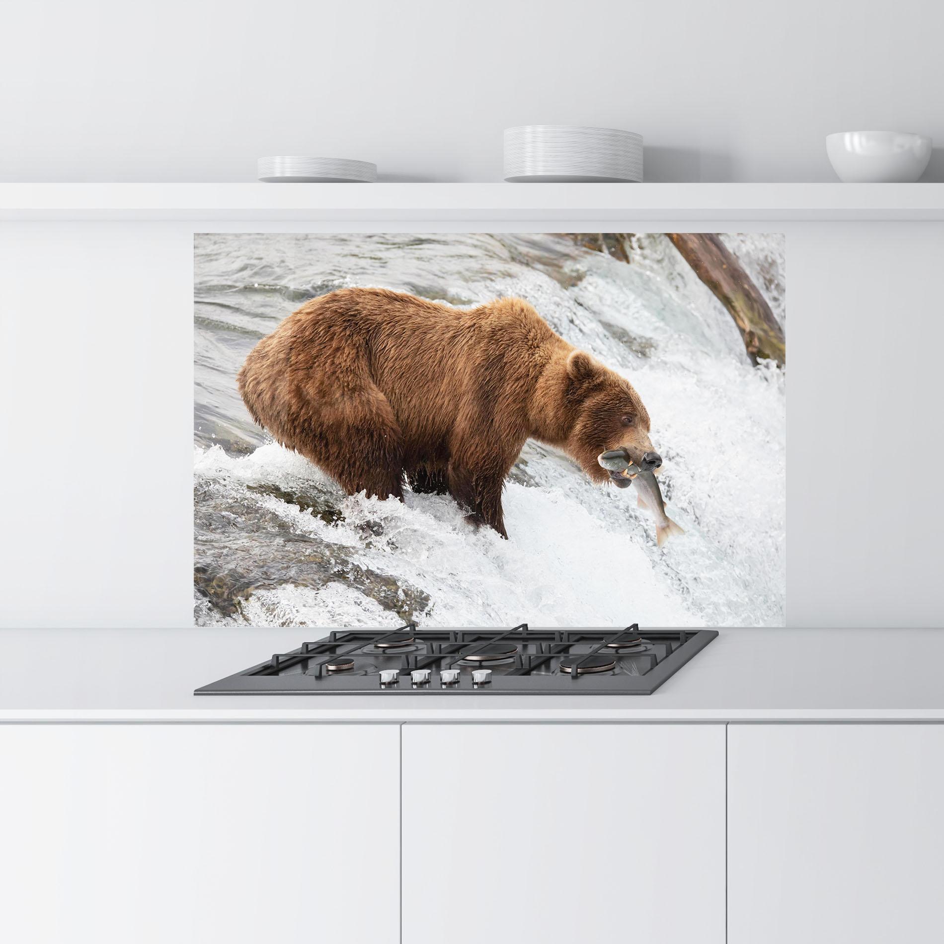 Стъклен панел за кухня Bear Hunting mockup 9