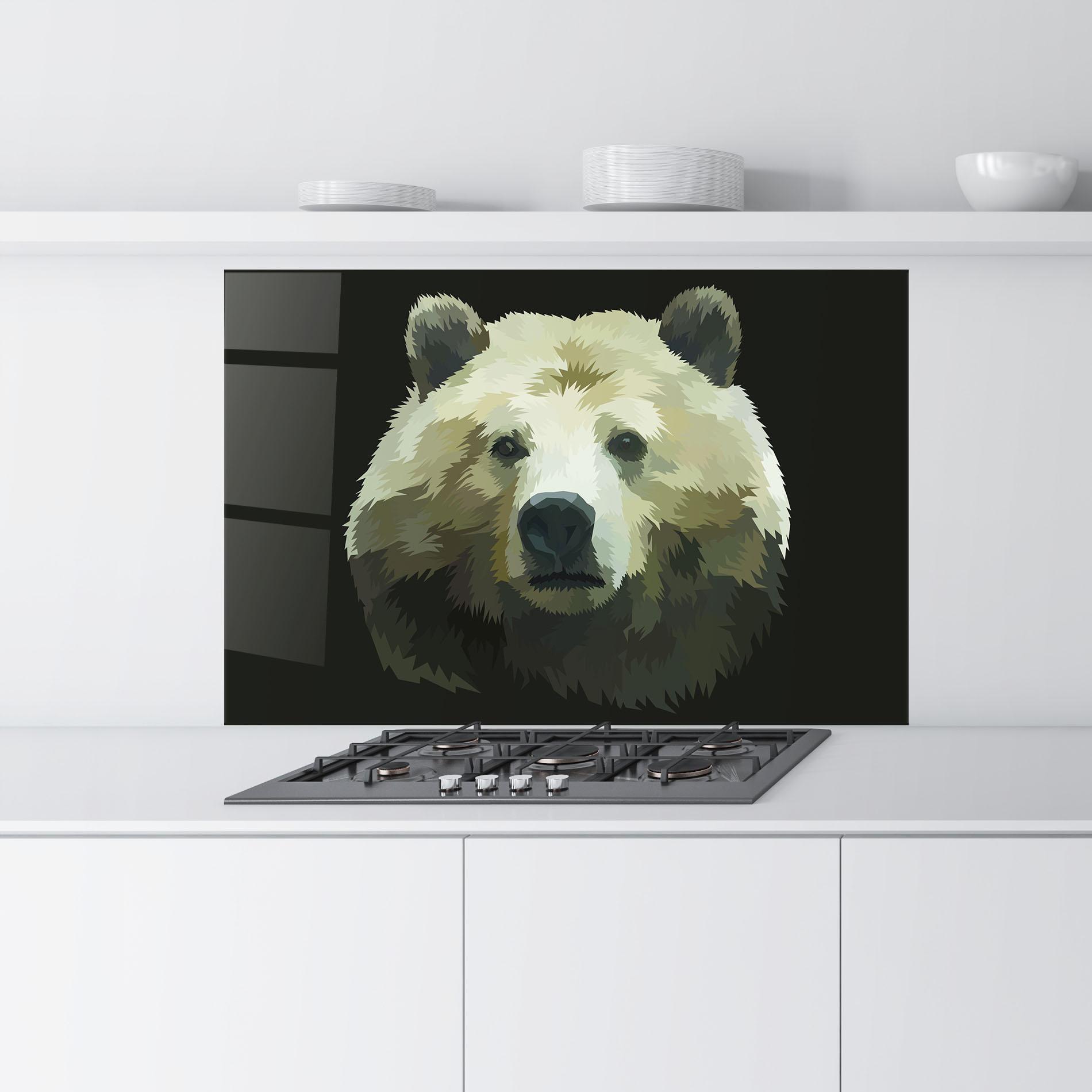 Стъклен панел за кухня Brown Bear Head mockup 9