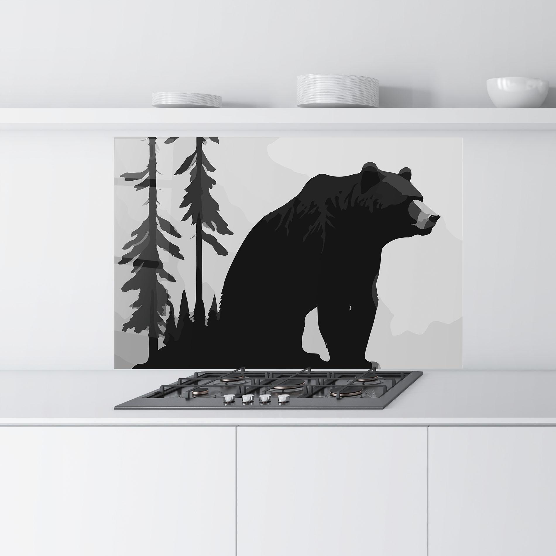 Стъклен панел за кухня Forest Bear mockup 9