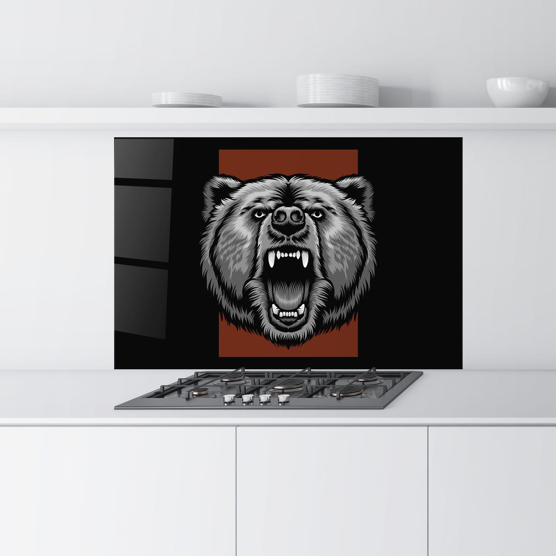 Стъклен панел за кухня Grey Bear Head mockup 9