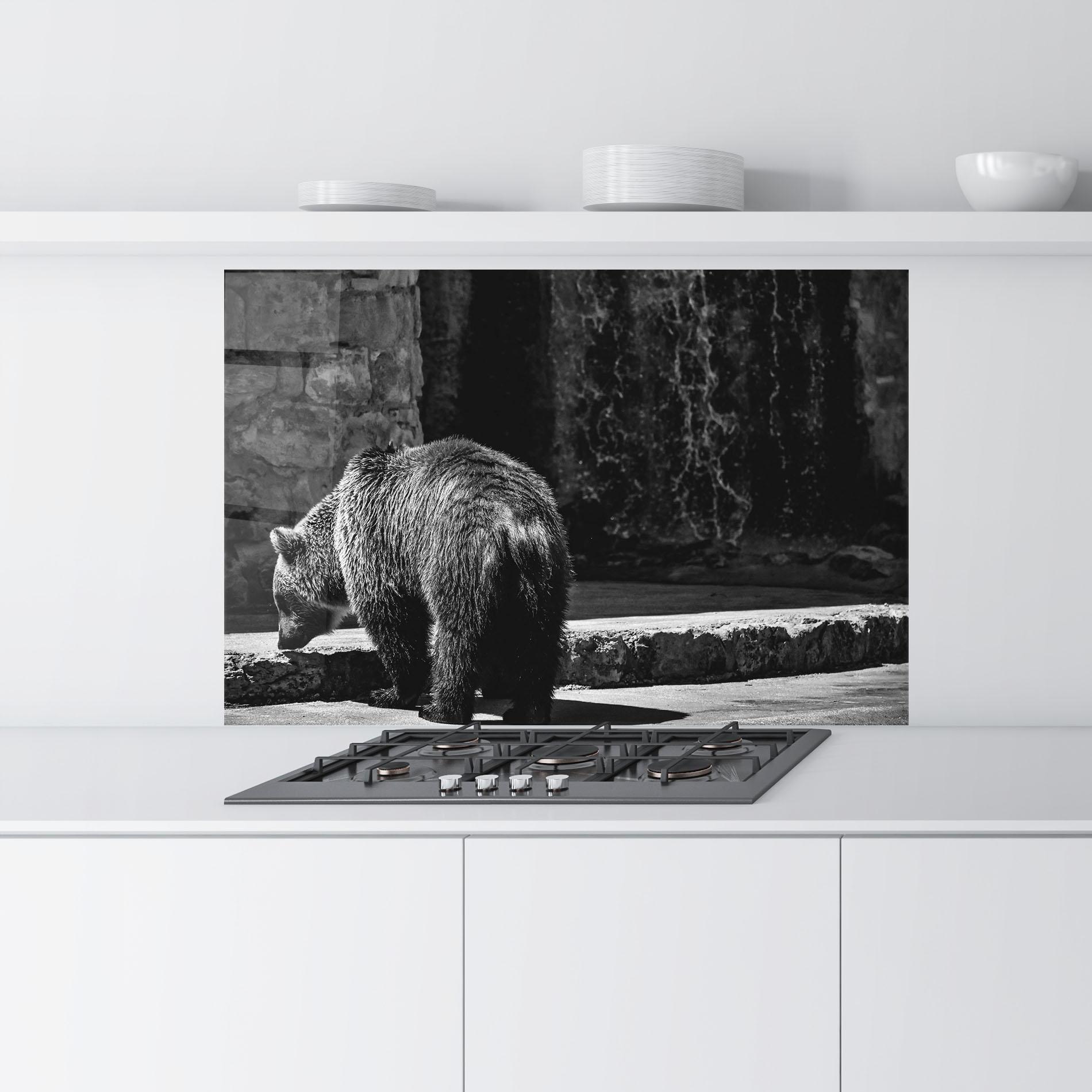 Стъклен панел за кухня Grey Bear mockup 9