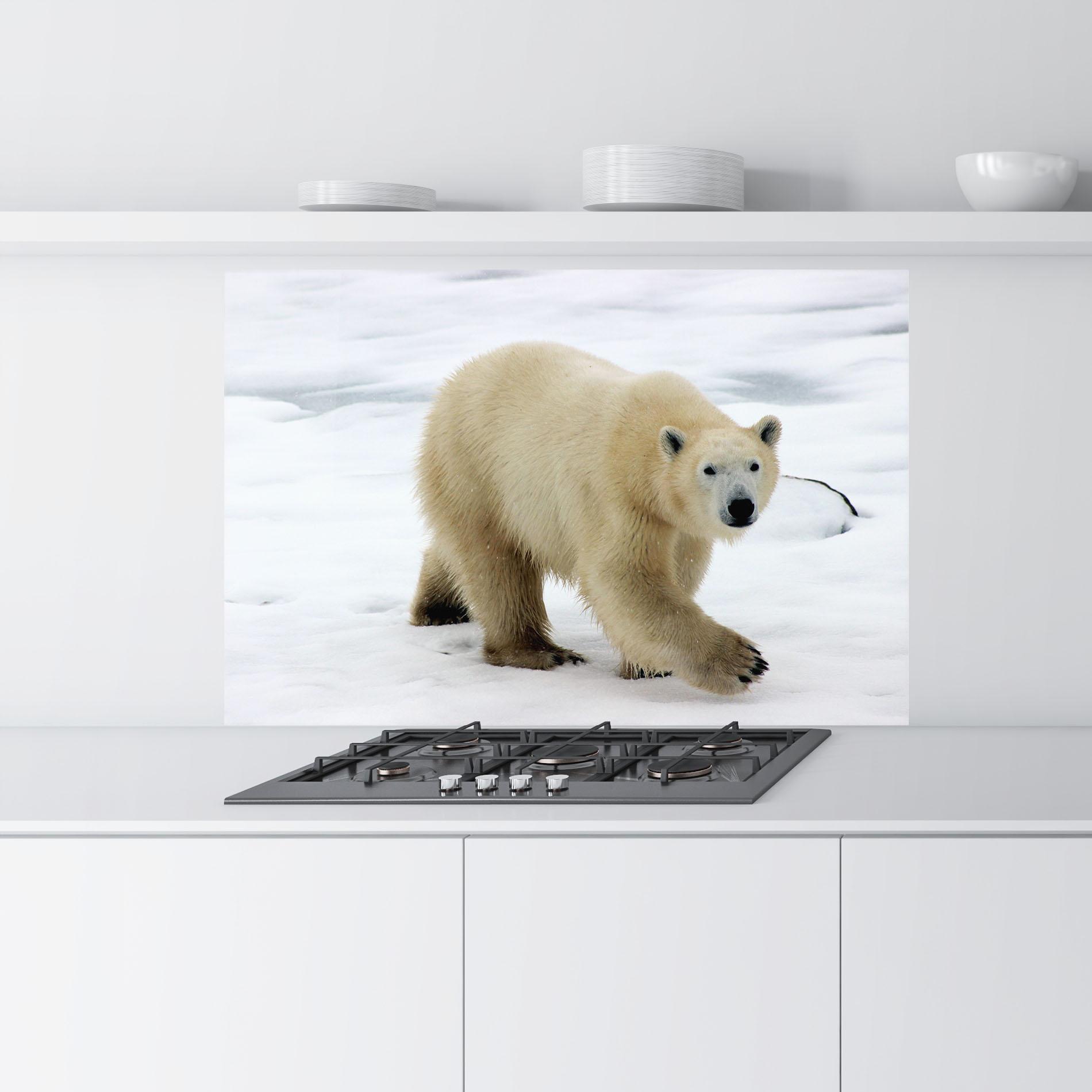 Стъклен панел за кухня Icebear Walking mockup 9
