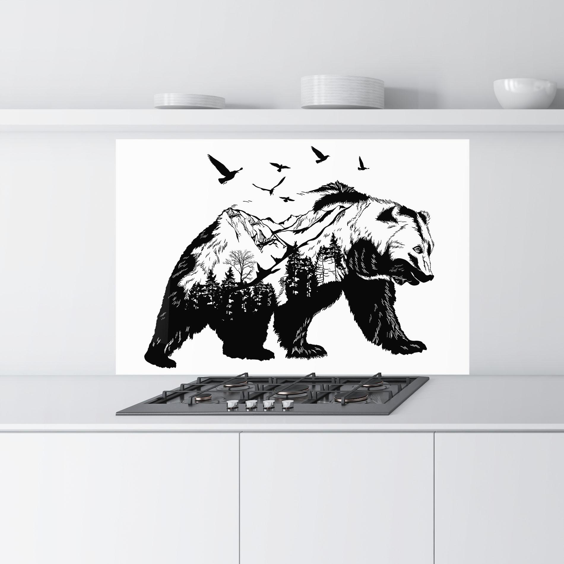 Стъклен панел за кухня Mountain Bear mockup 9