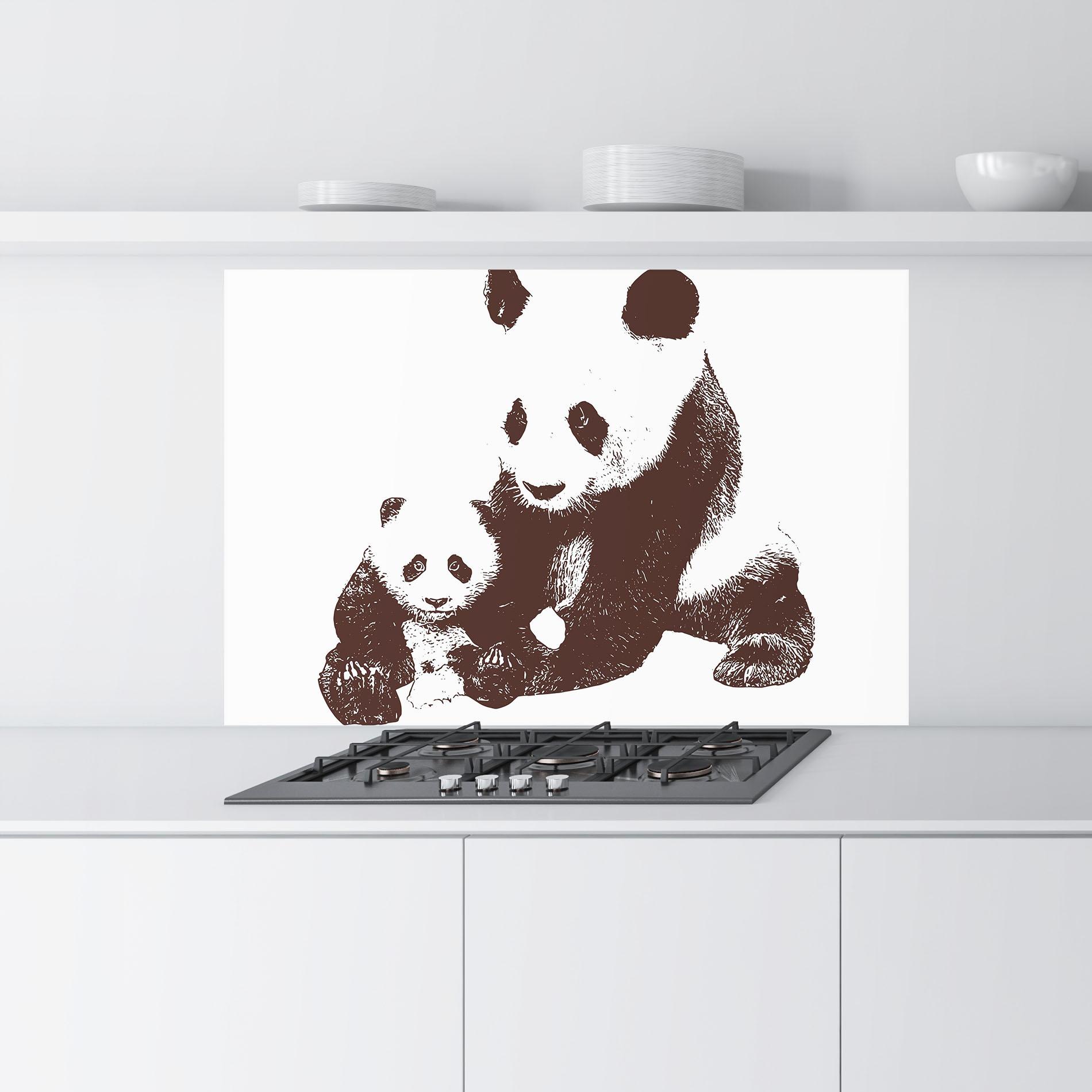 Стъклен панел за кухня Panda Art Family mockup 9