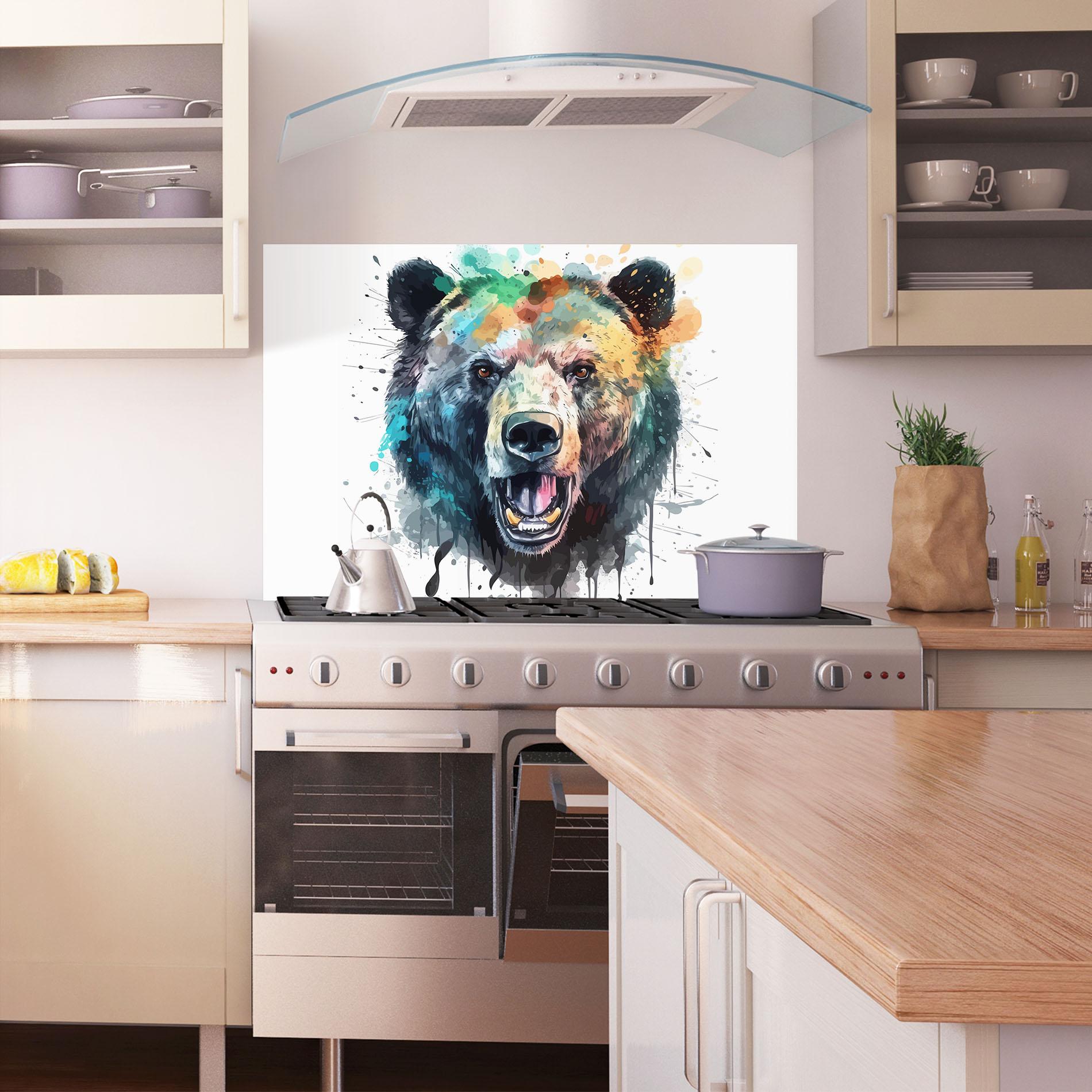 Стъклен панел за кухня Artistic Bear Head mockup 1