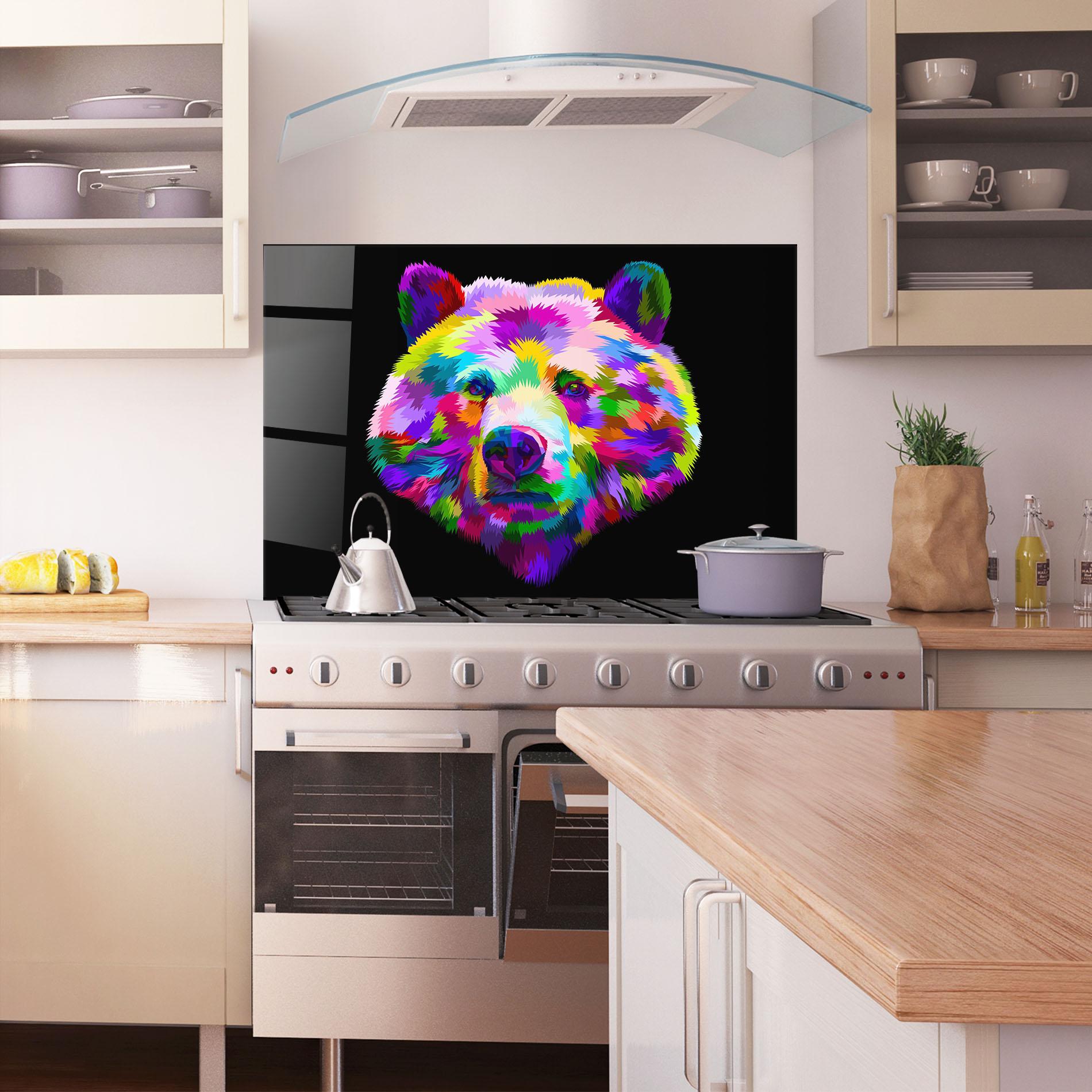 Стъклен панел за кухня Bear Head Art mockup 1