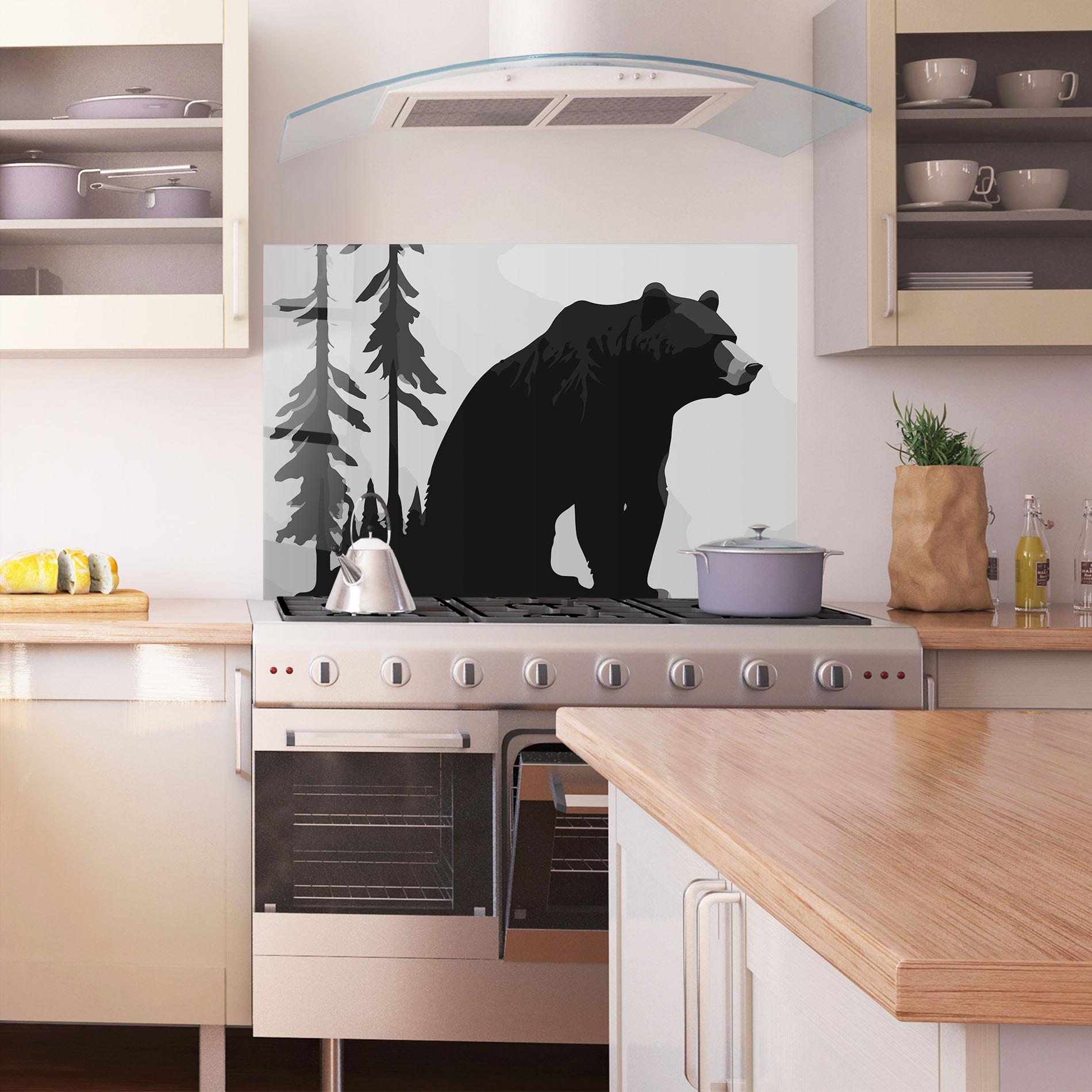 Стъклен панел за кухня Forest Bear mockup 1
