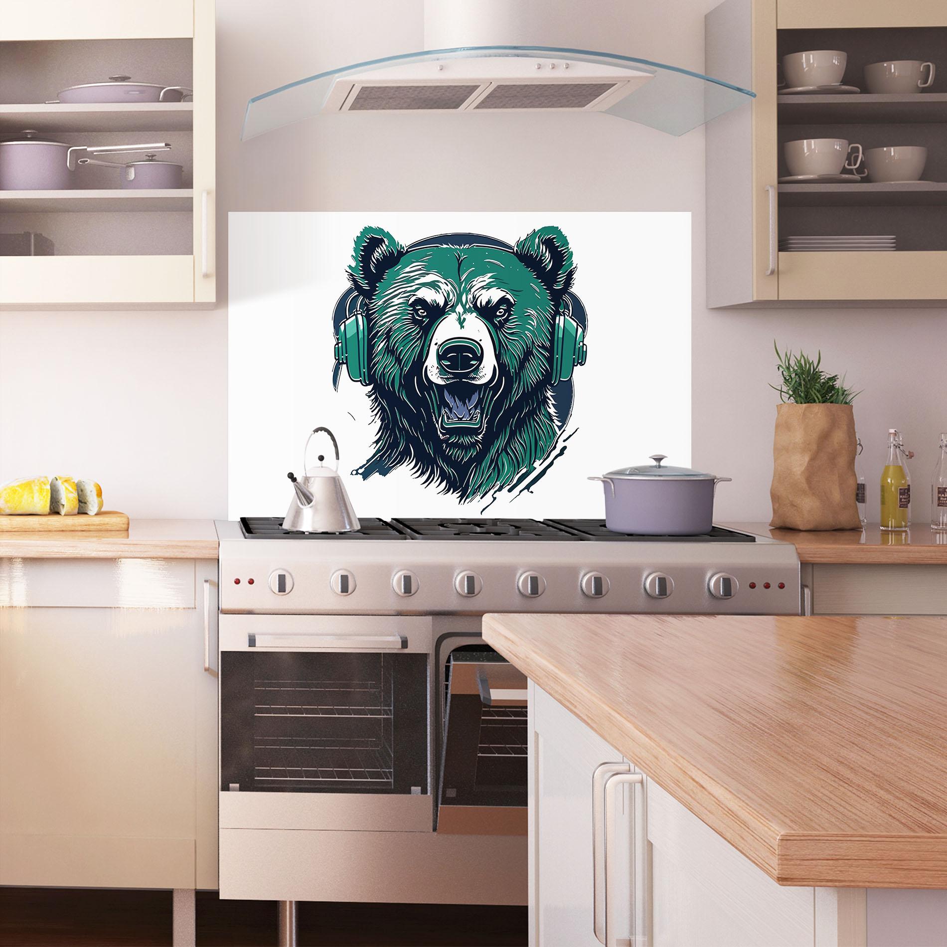 Стъклен панел за кухня Green Music Bear mockup 1