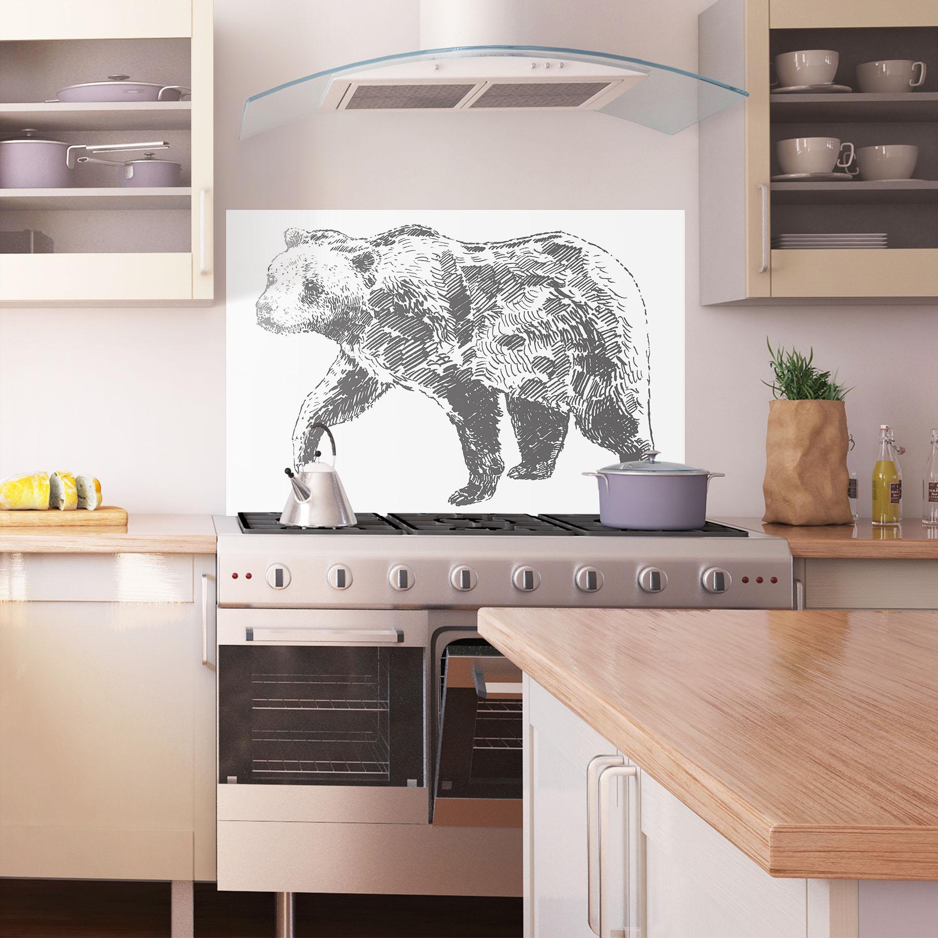 Стъклен панел за кухня Grizzly Shilouette mockup 1