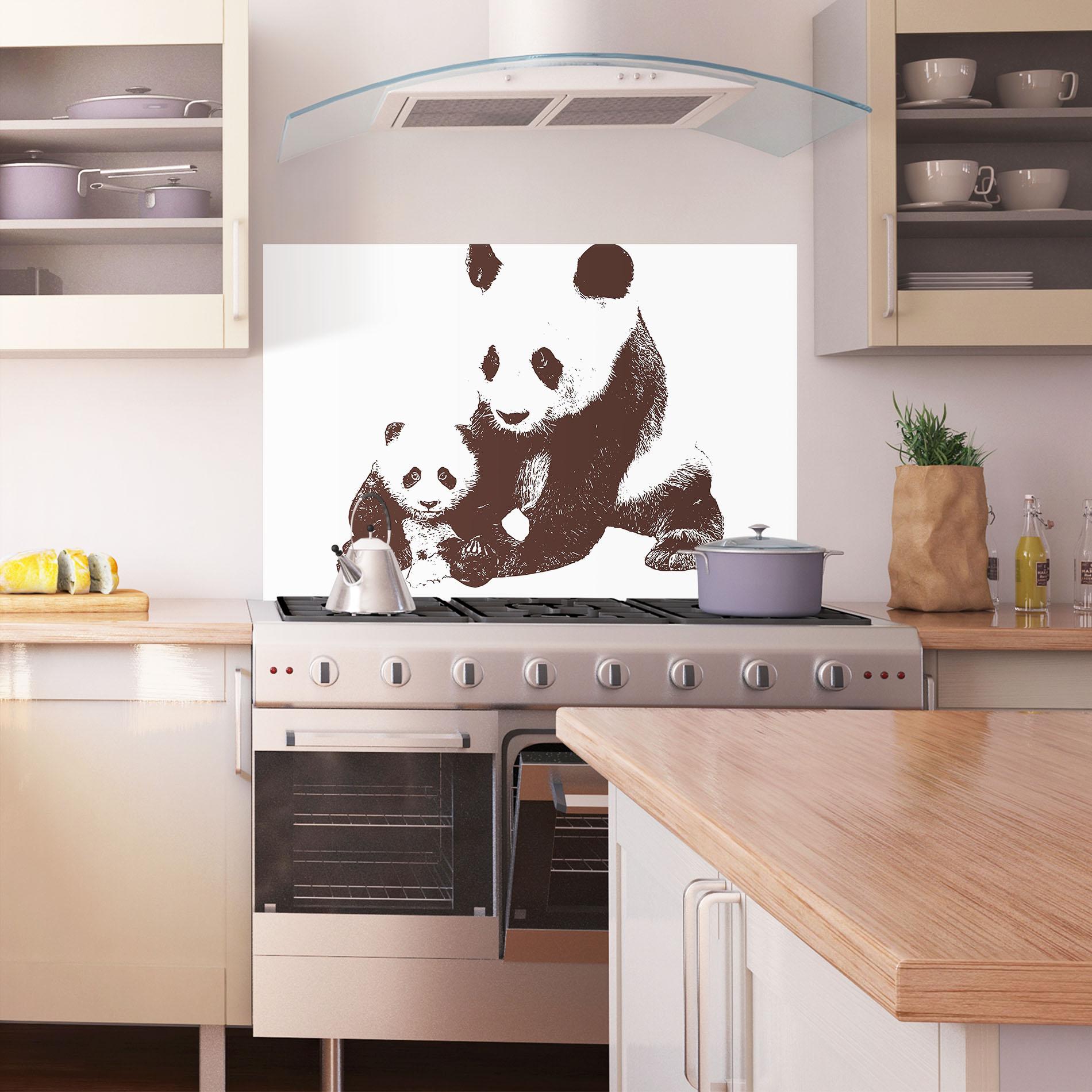 Стъклен панел за кухня Panda Art Family mockup 1