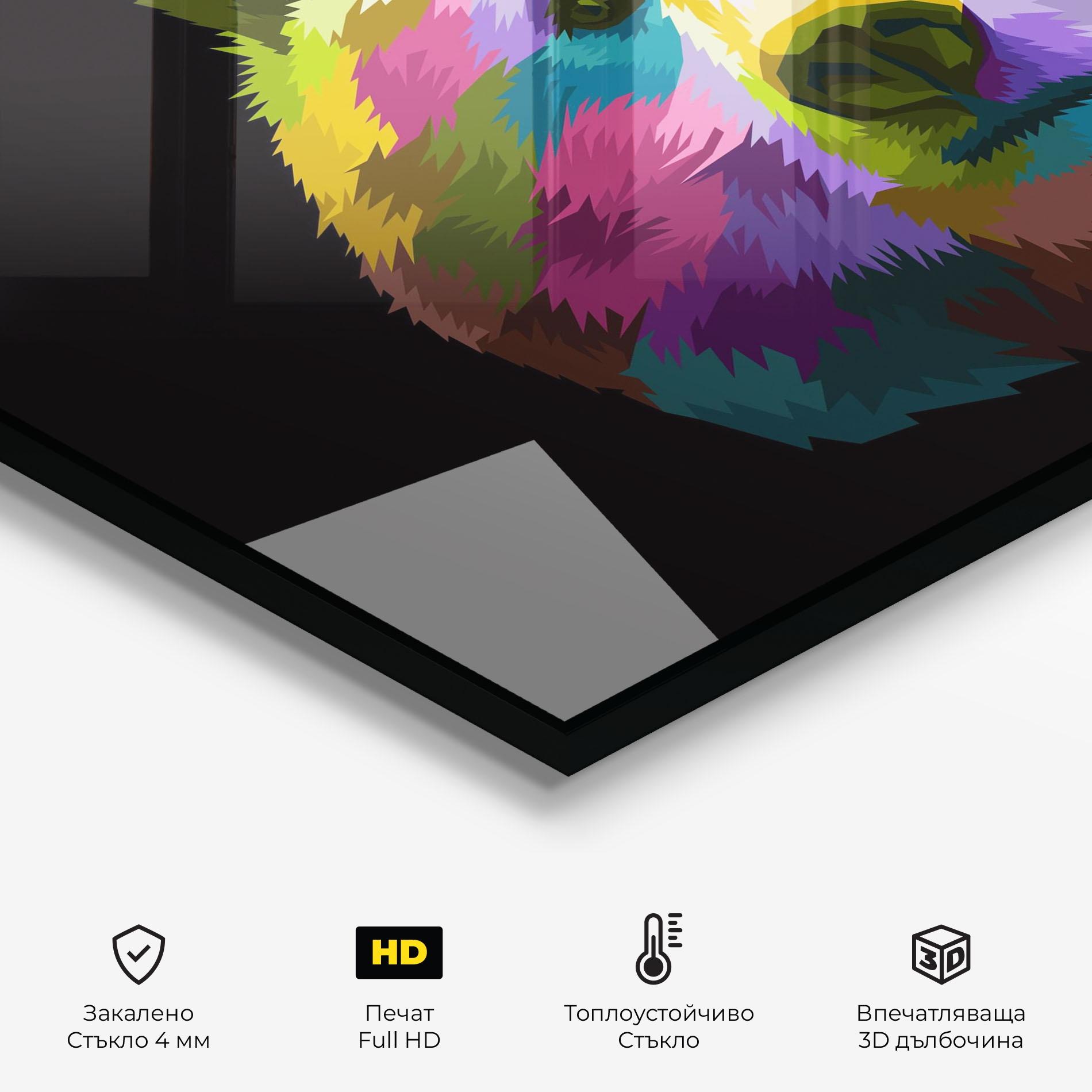 Стъклен панел за кухня Colorful Bear Head mockup 2