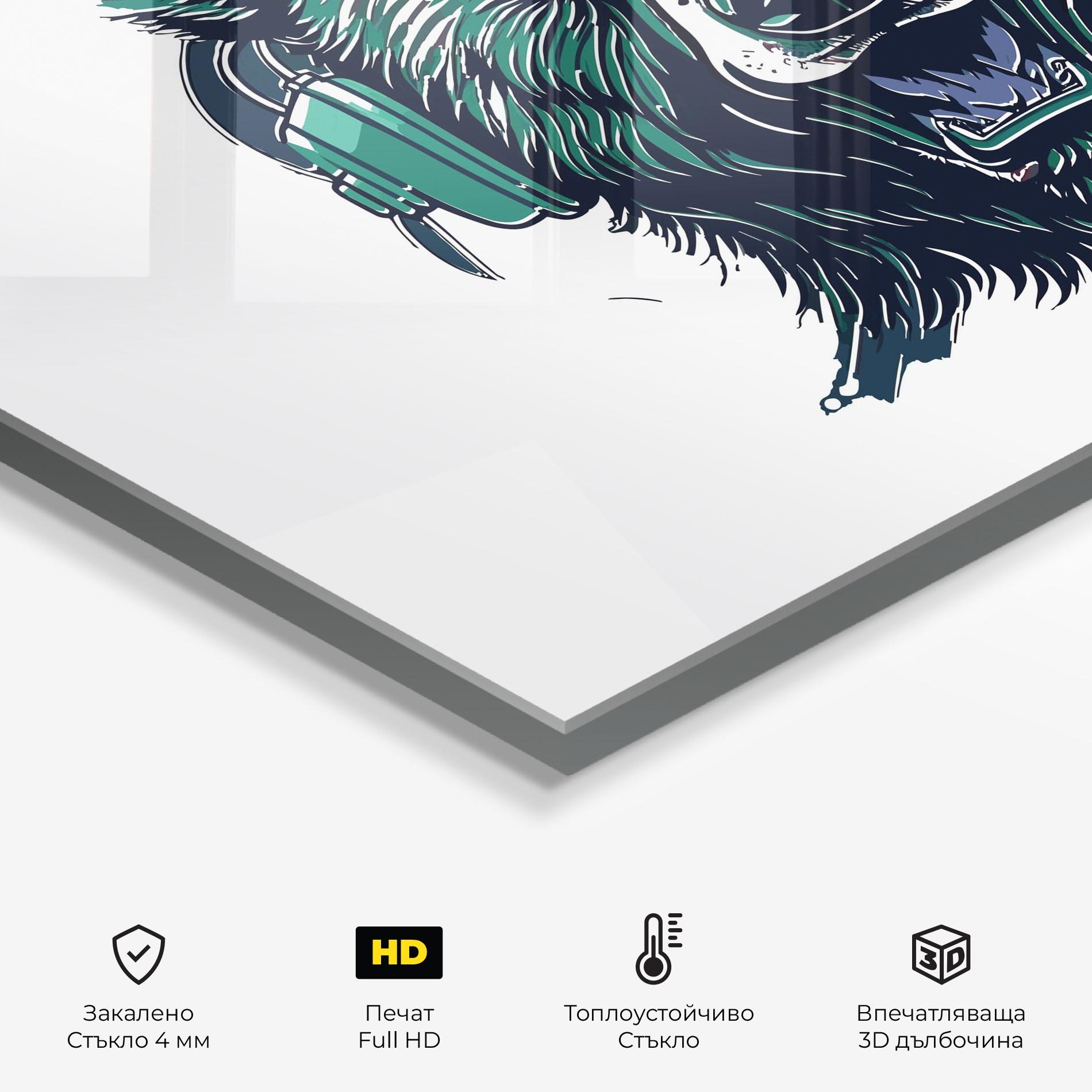 Стъклен панел за кухня Green Music Bear mockup 2