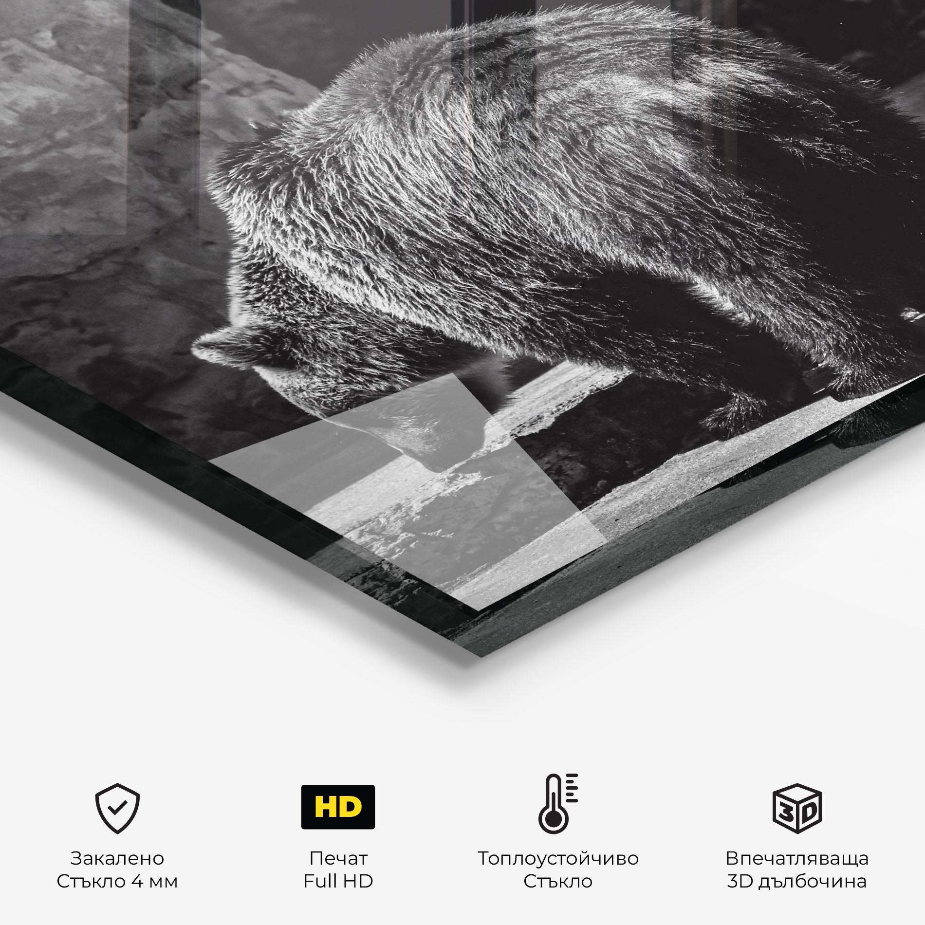 Стъклен панел за кухня Grey Bear mockup 2