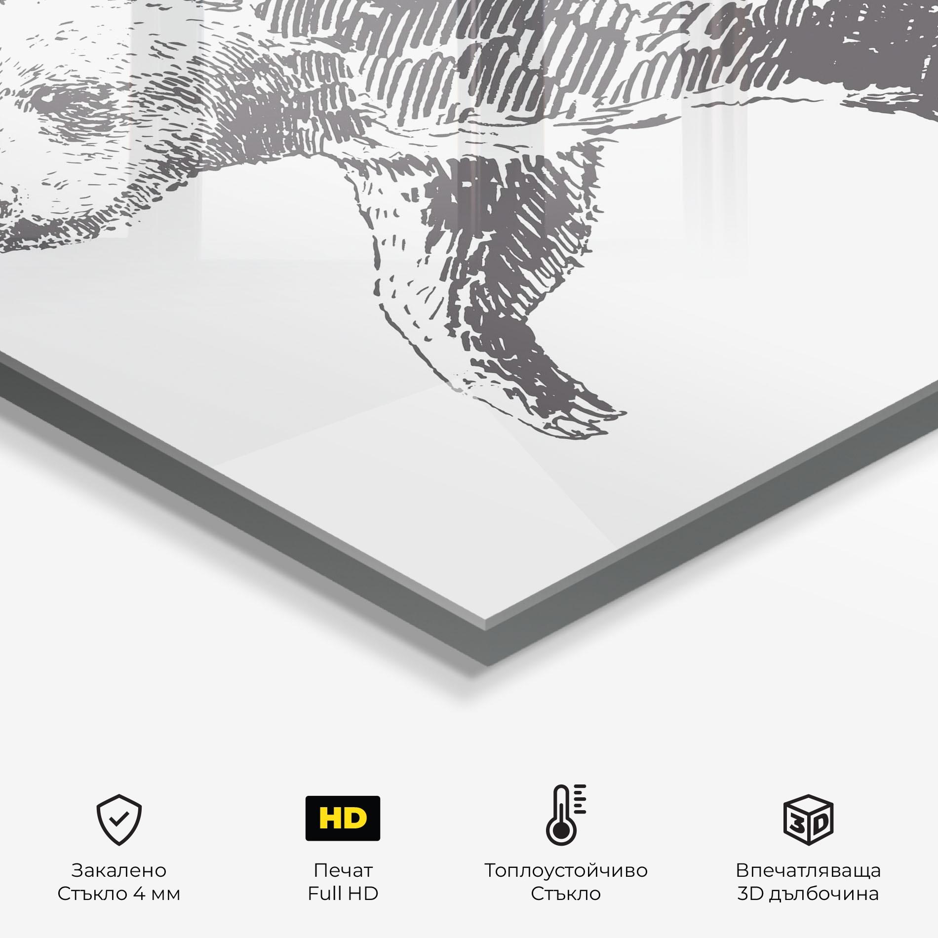 Стъклен панел за кухня Grizzly Shilouette mockup 2