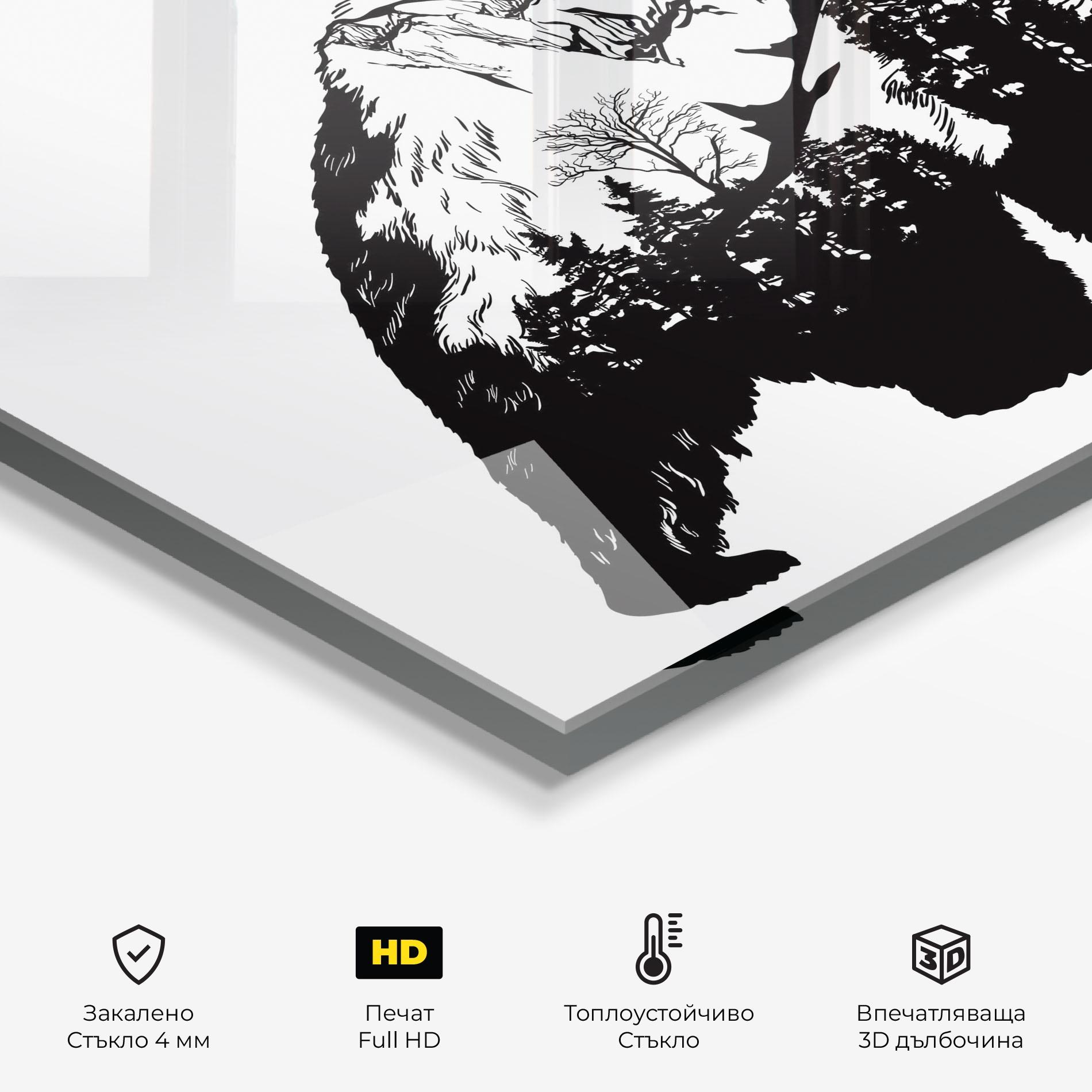 Стъклен панел за кухня Mountain Bear mockup 2