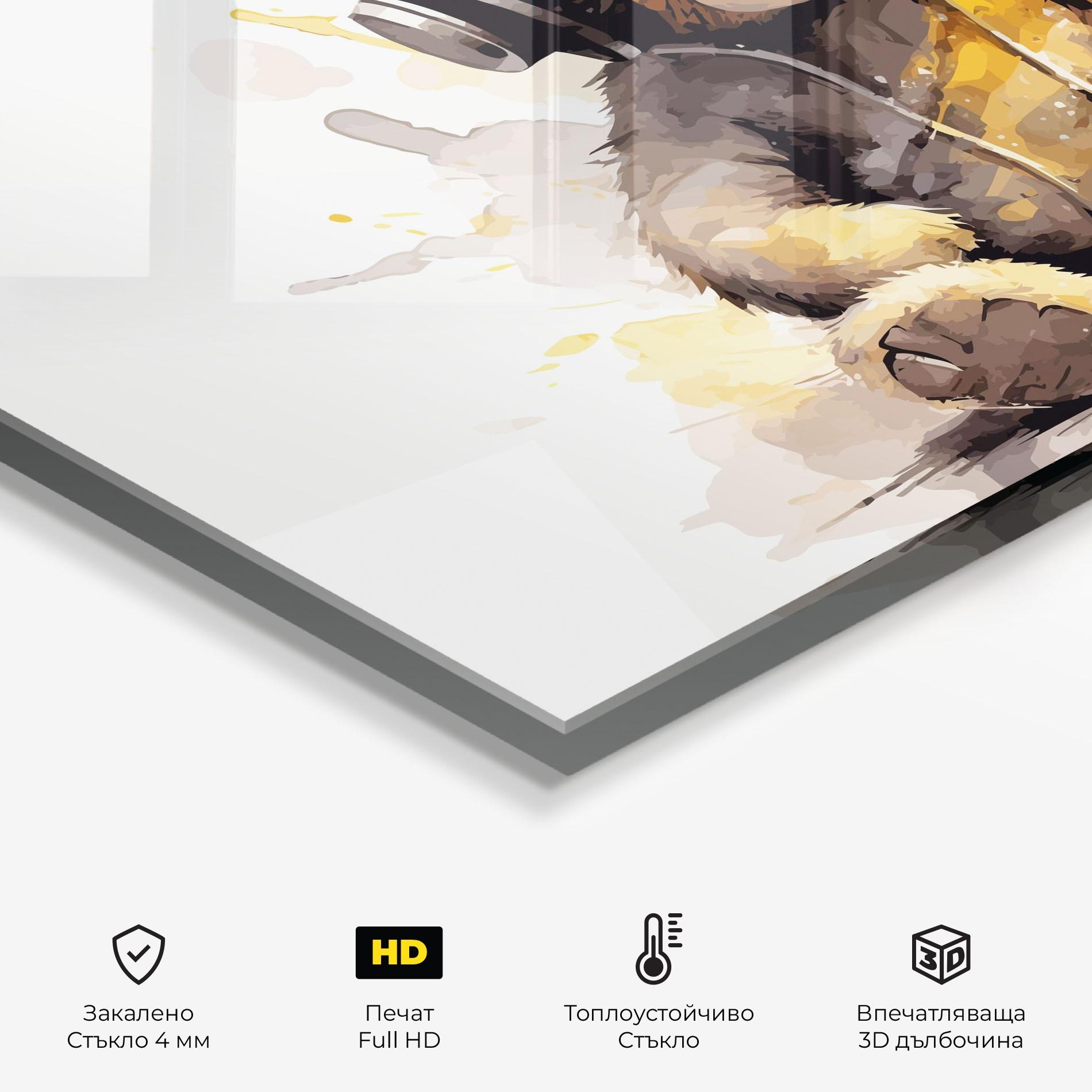 Стъклен панел за кухня Music Plush Bear mockup 2