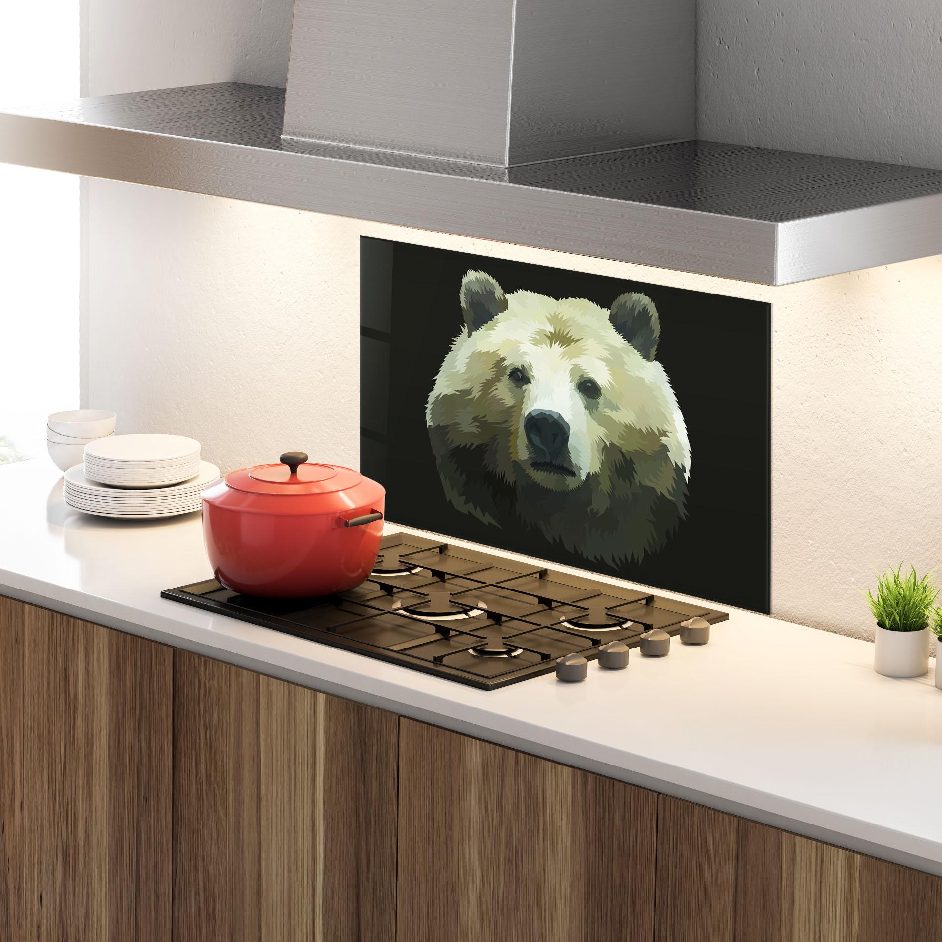 Стъклен панел за кухня Brown Bear Head mockup 4