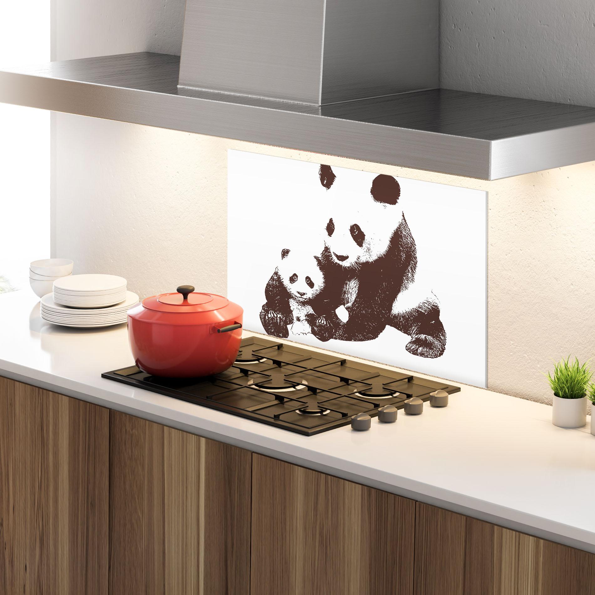 Стъклен панел за кухня Panda Art Family mockup 4