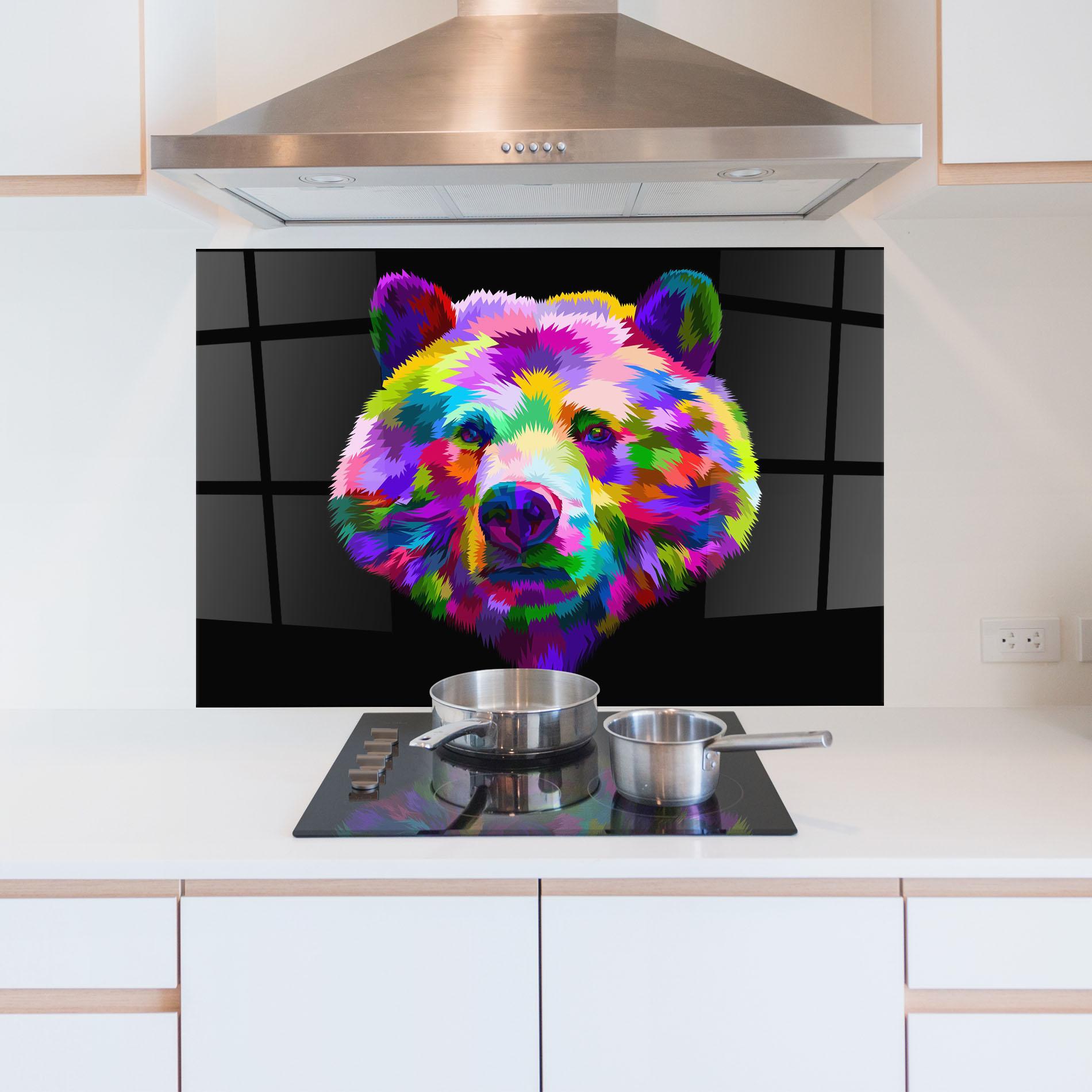 Стъклен панел за кухня Bear Head Art mockup 5