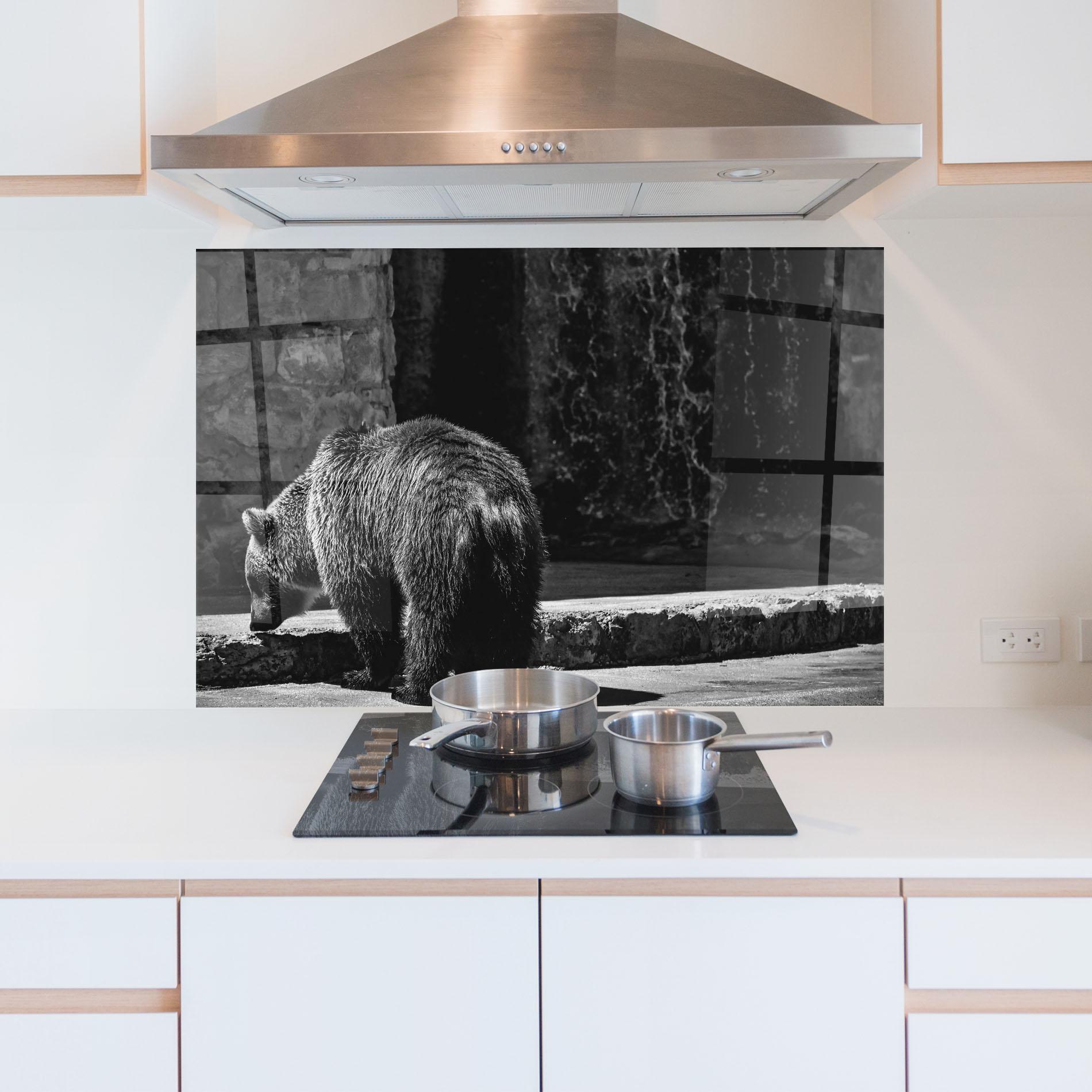 Стъклен панел за кухня Grey Bear mockup 5