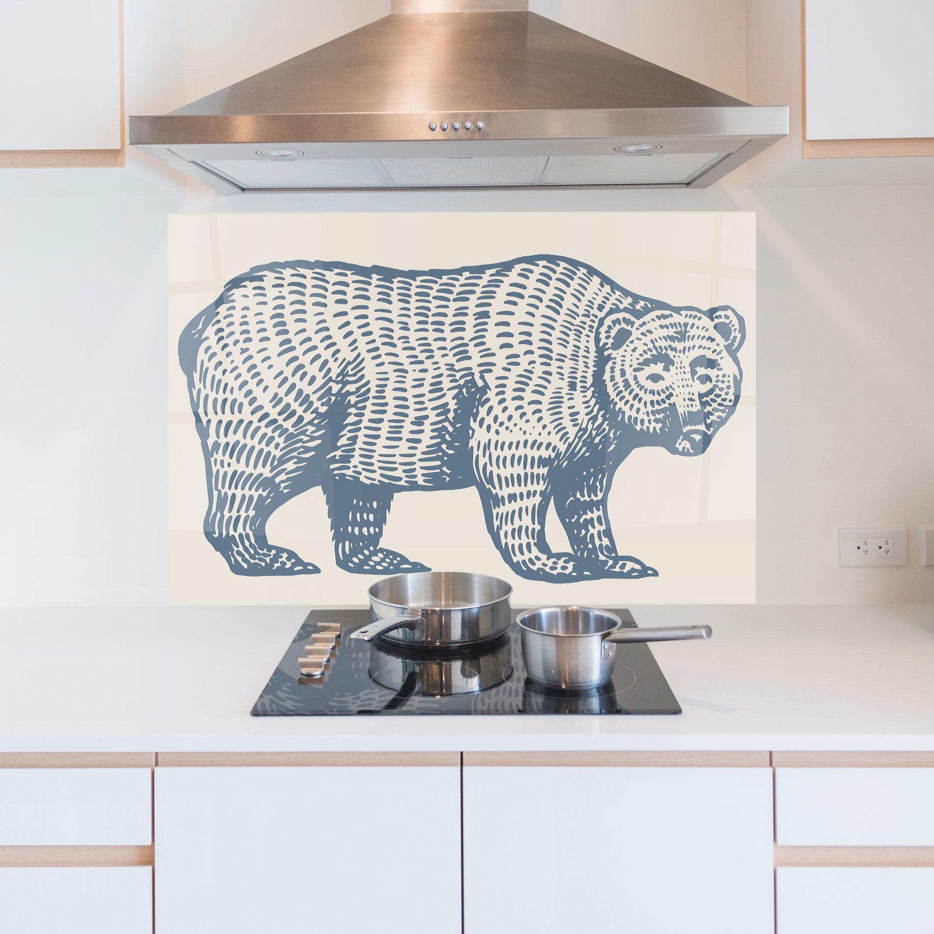 Стъклен панел за кухня Minimalist Blue Bear mockup 5