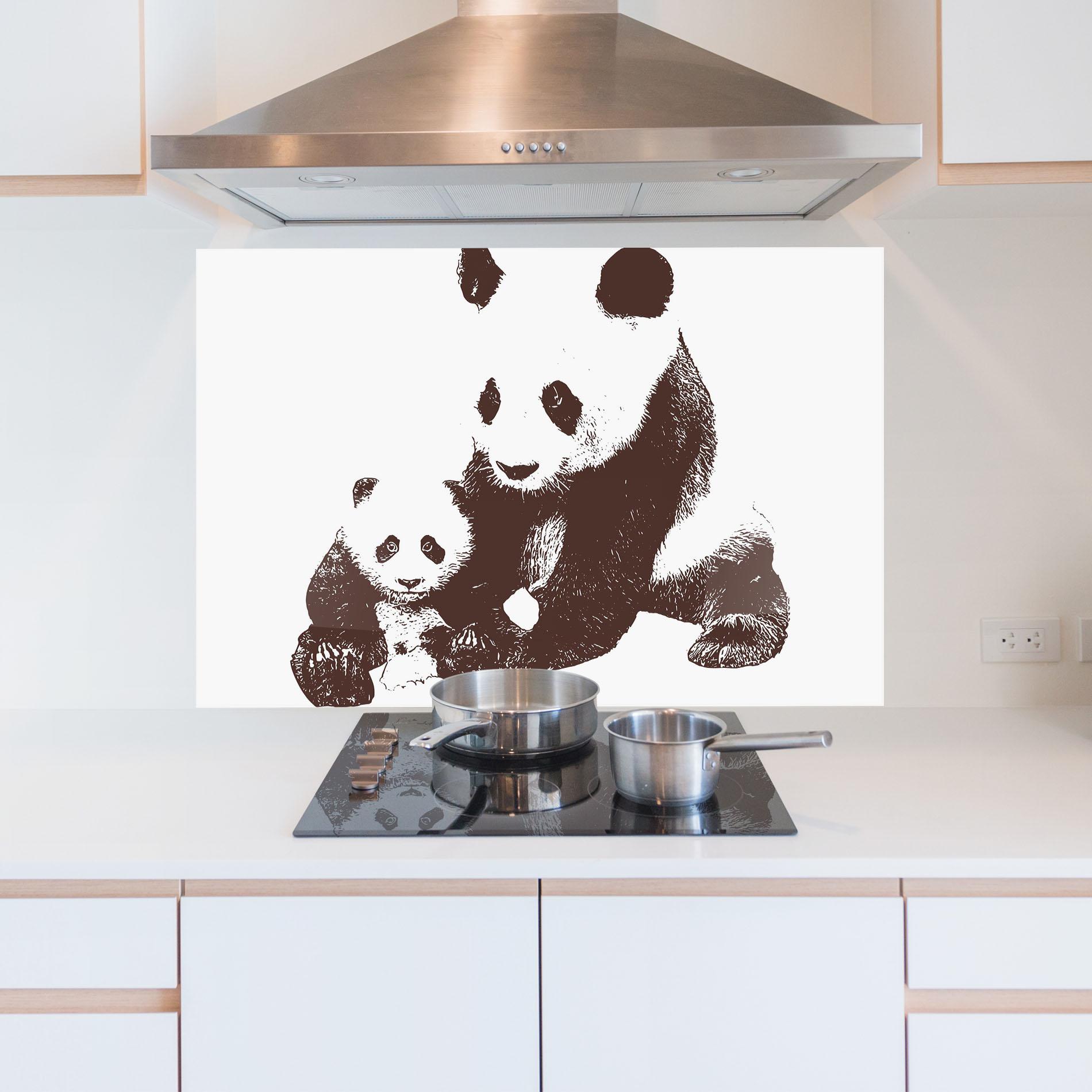 Стъклен панел за кухня Panda Art Family mockup 5