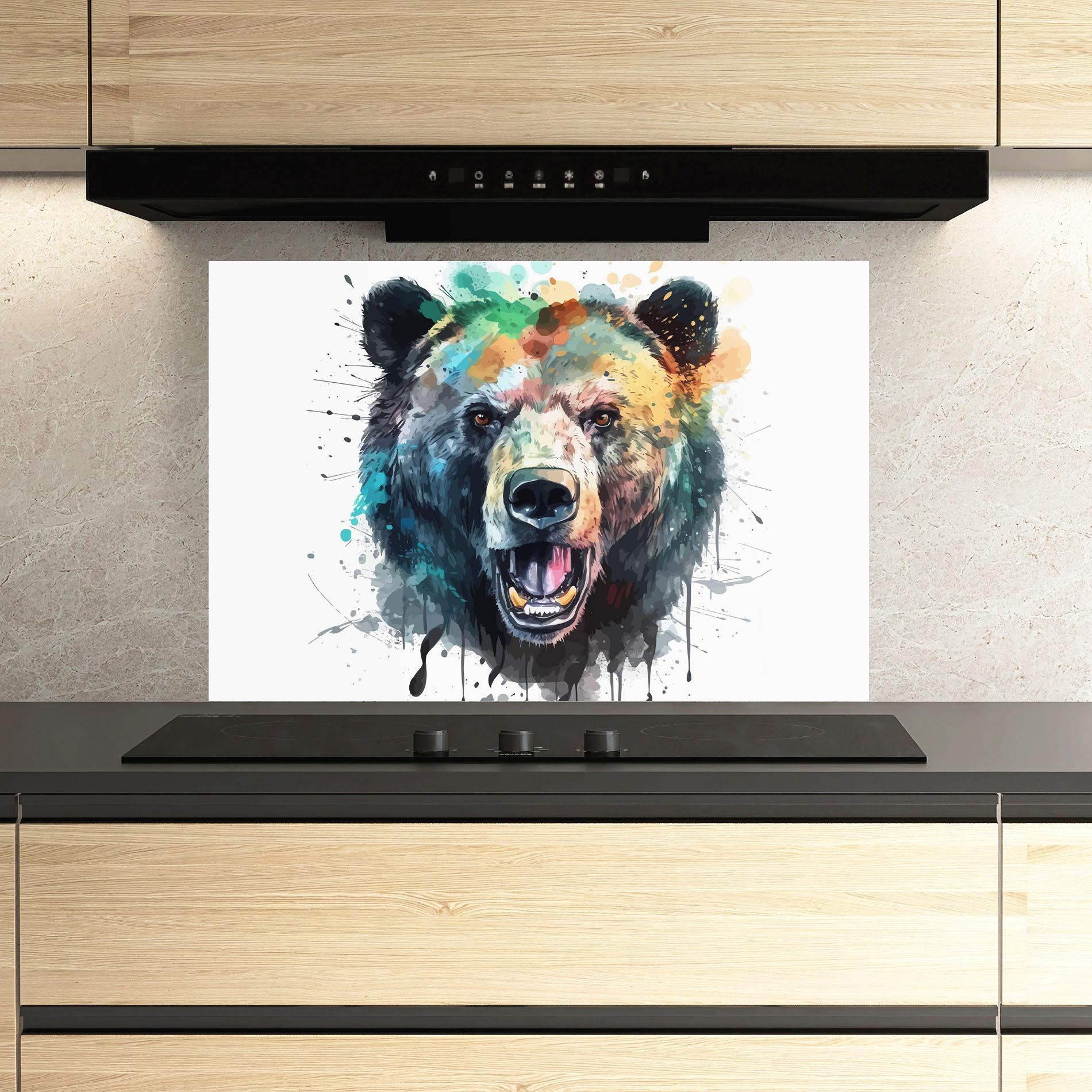 Стъклен панел за кухня Artistic Bear Head mockup 3