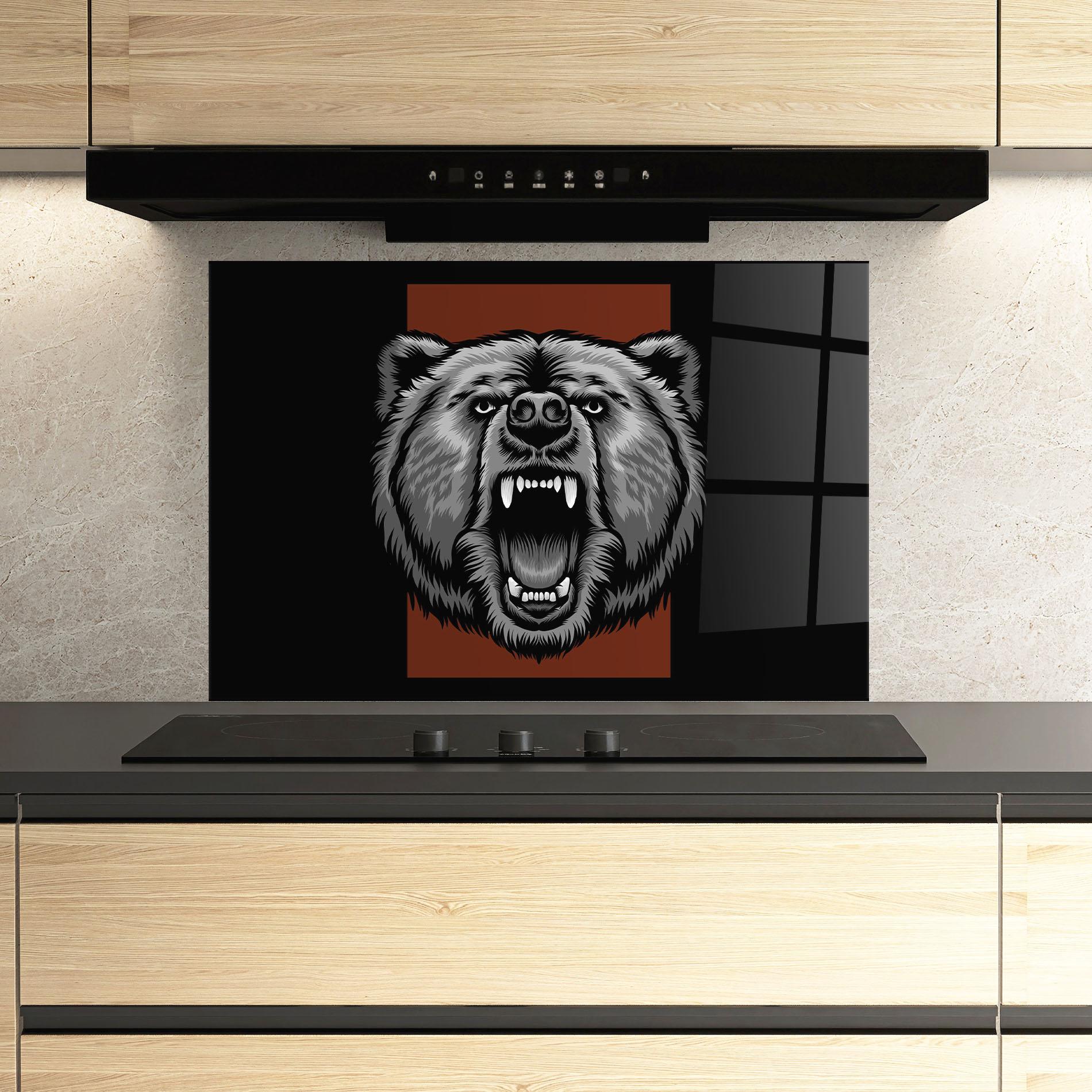 Стъклен панел за кухня Grey Bear Head mockup 3