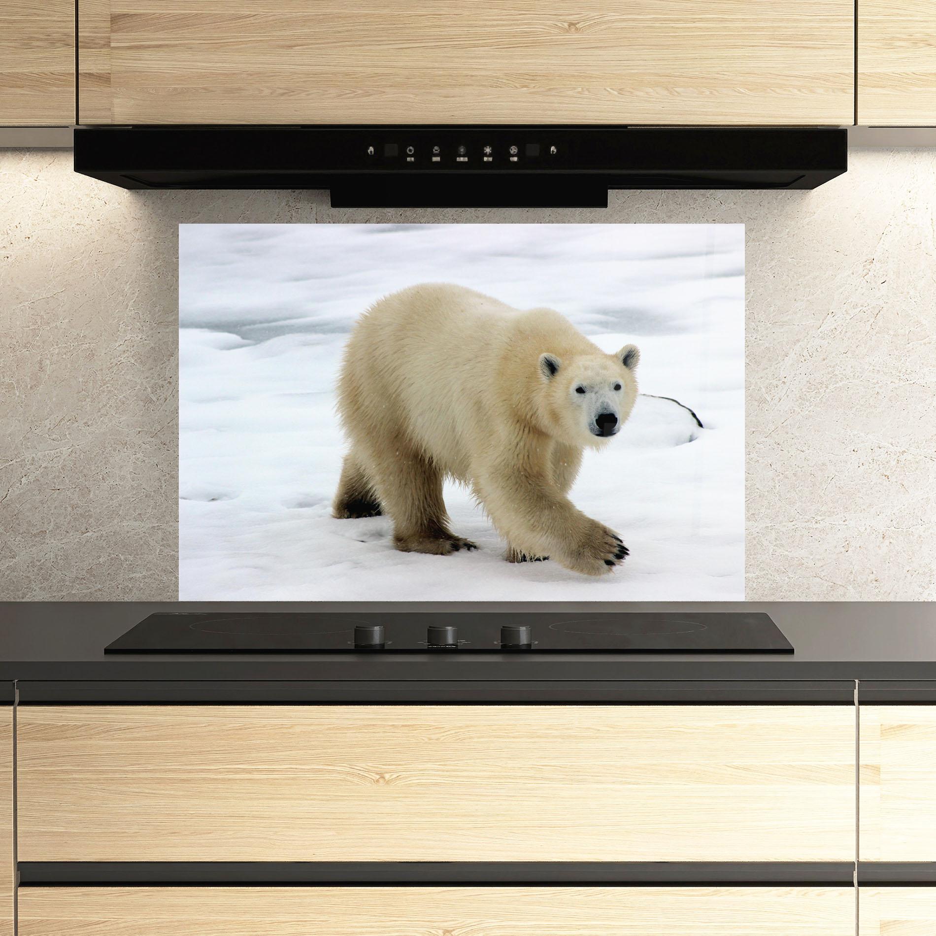 Стъклен панел за кухня Icebear Walking mockup 3