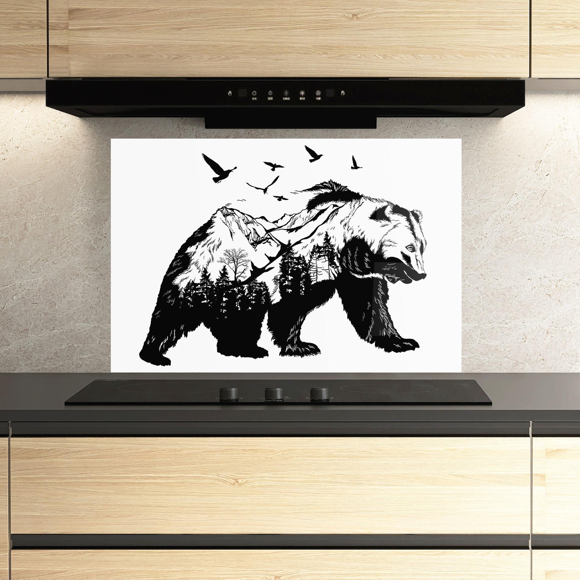 Стъклен панел за кухня Mountain Bear mockup 3