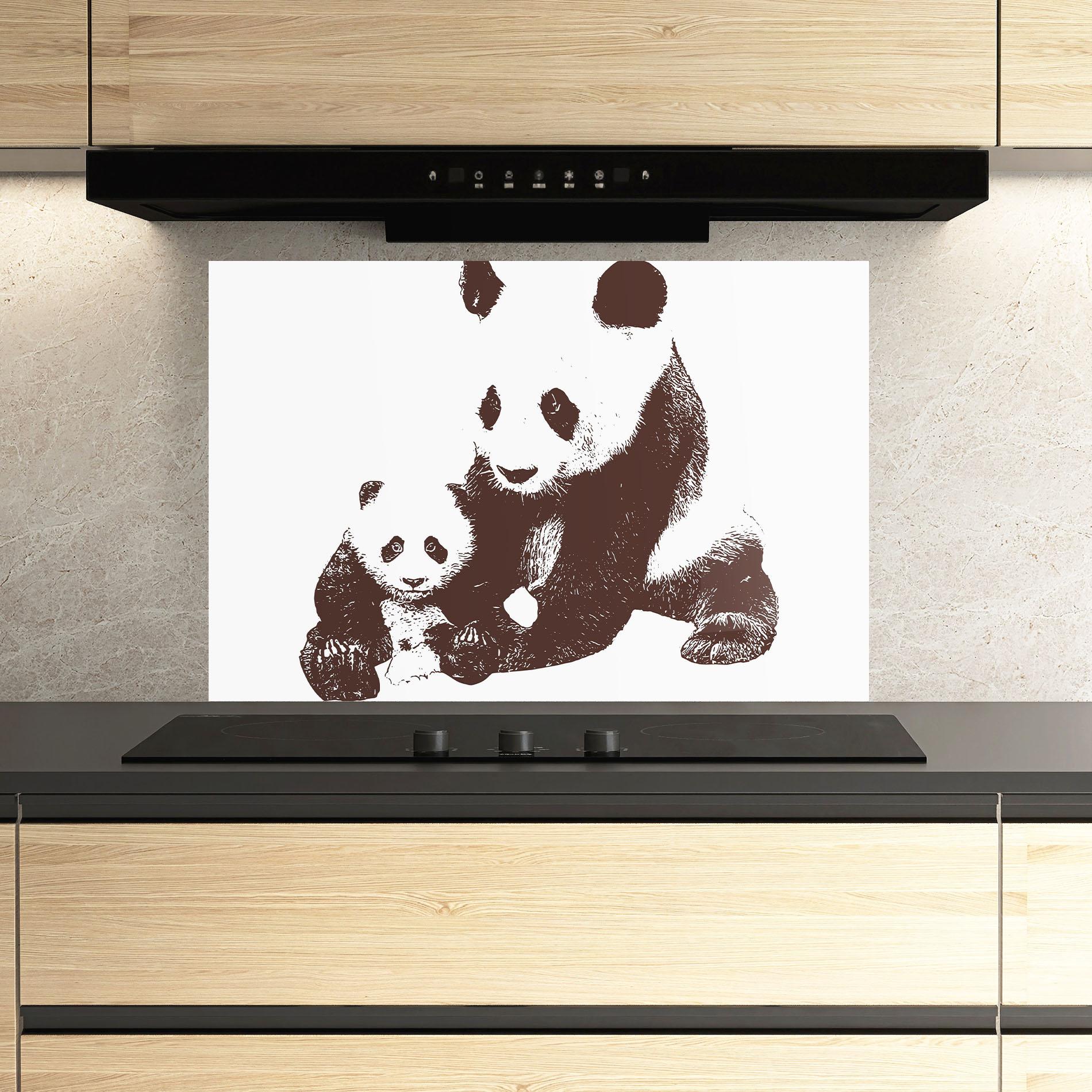 Стъклен панел за кухня Panda Art Family mockup 3