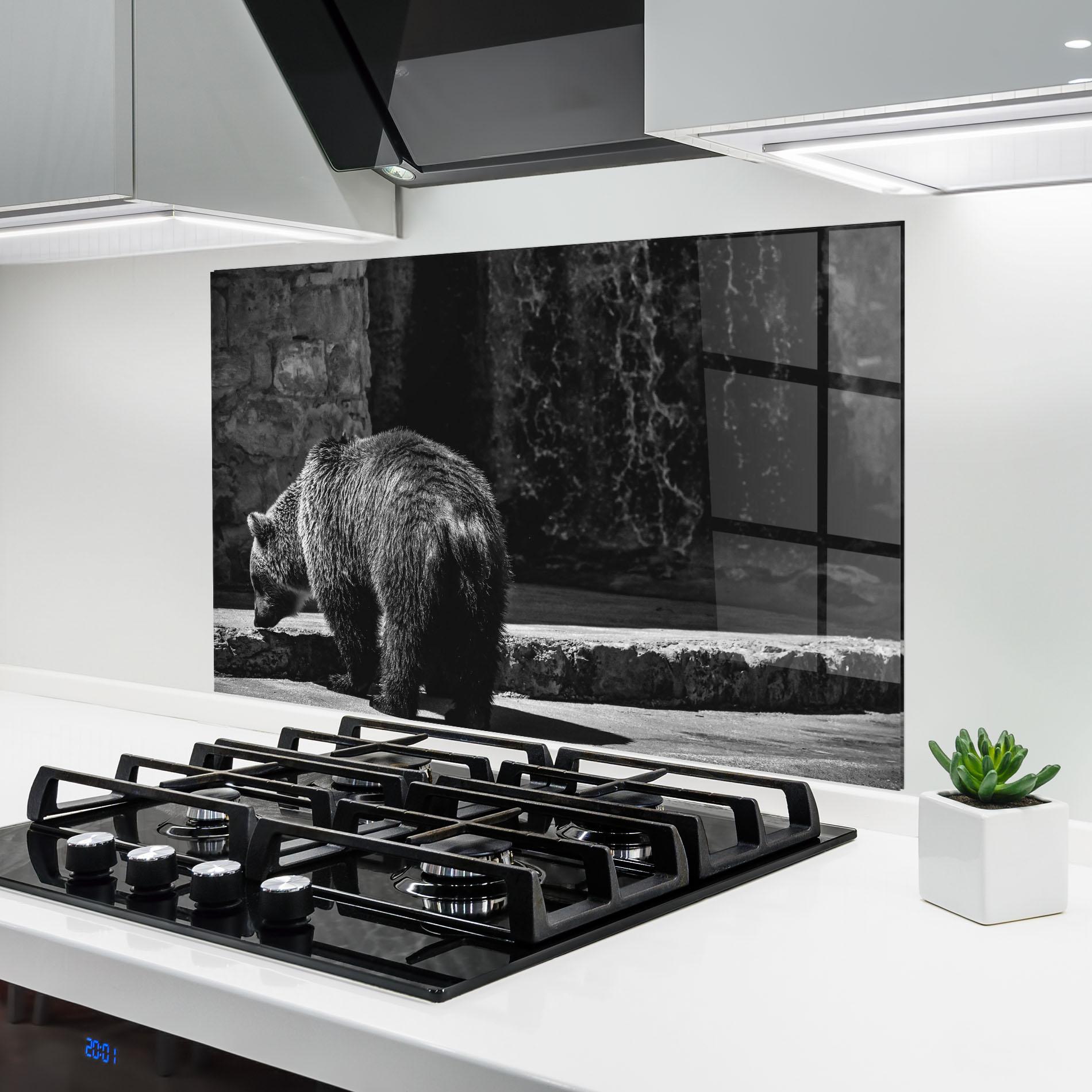 Стъклен панел за кухня Grey Bear mockup 6