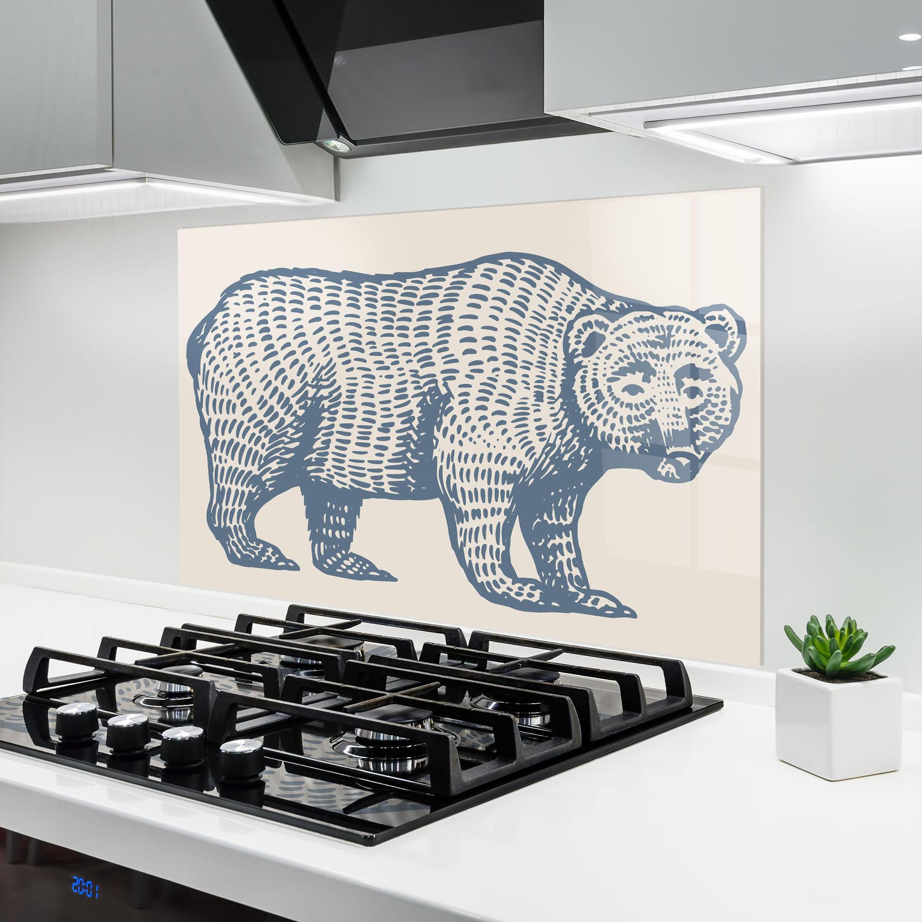 Стъклен панел за кухня Minimalist Blue Bear mockup 6